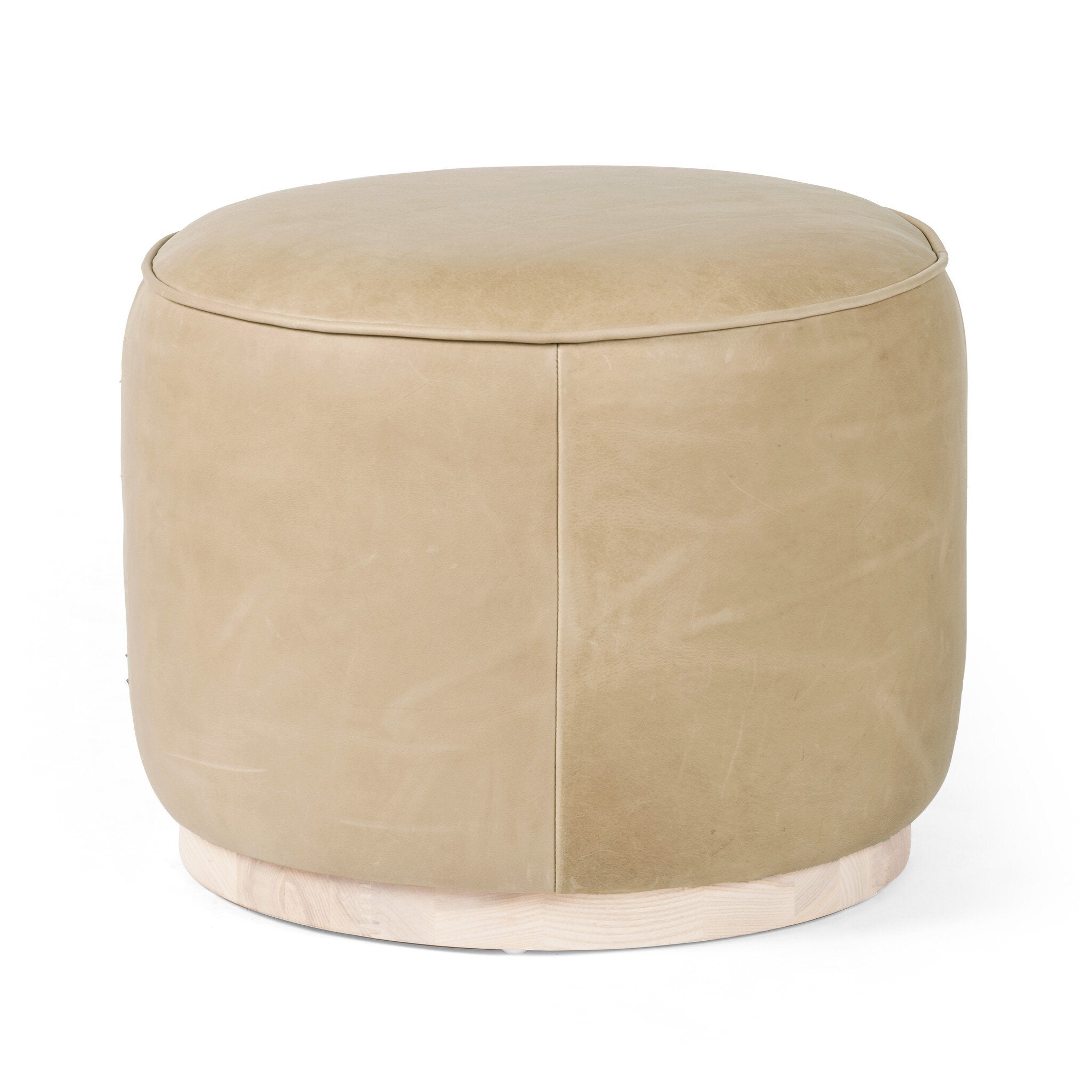 Sinclair Round Ottoman - Harness Burlap