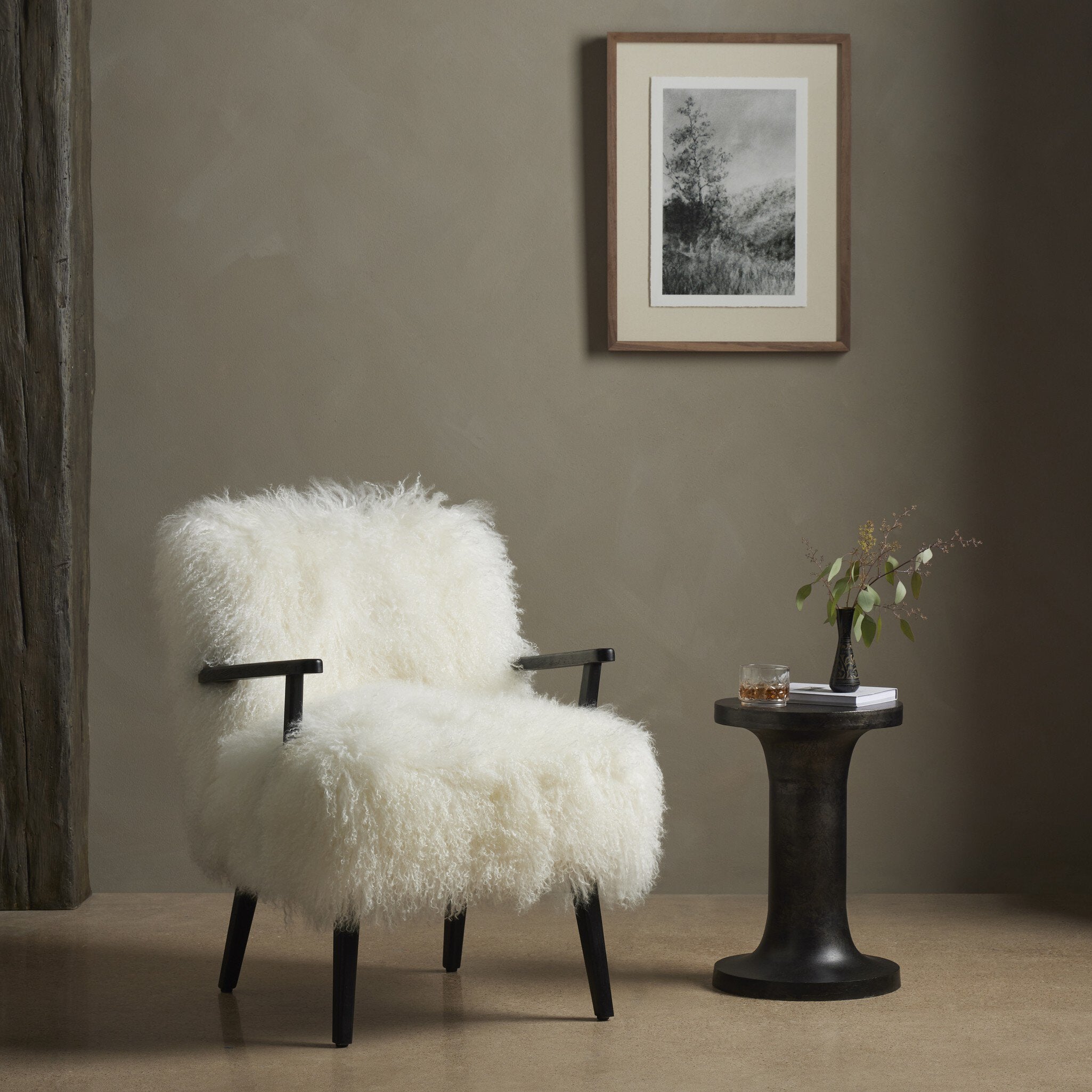 Ashland Armchair - Mongolia Cream Fur