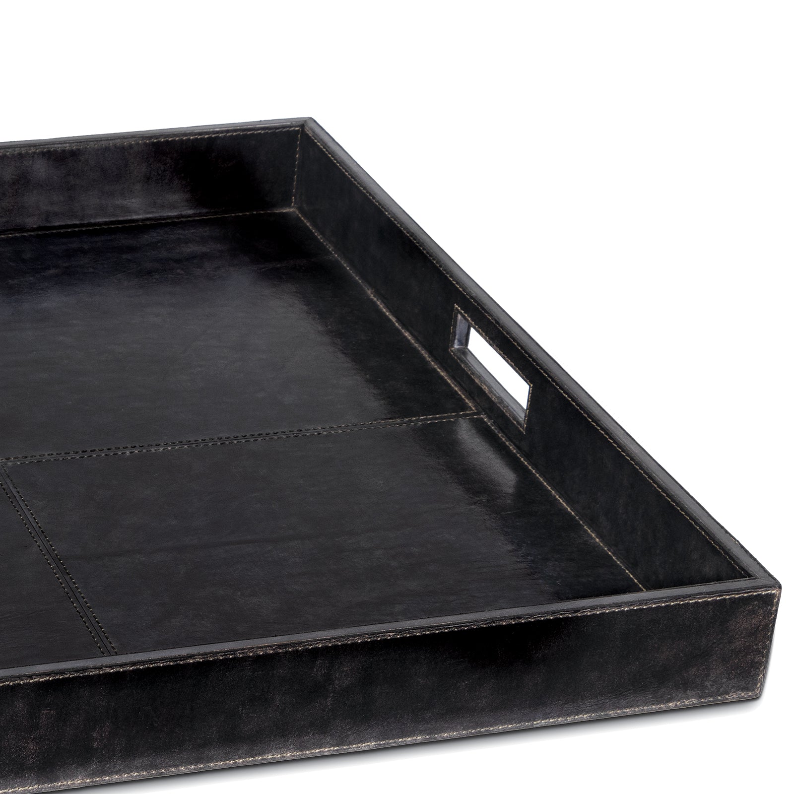 Derby Square Leather Tray (Black)