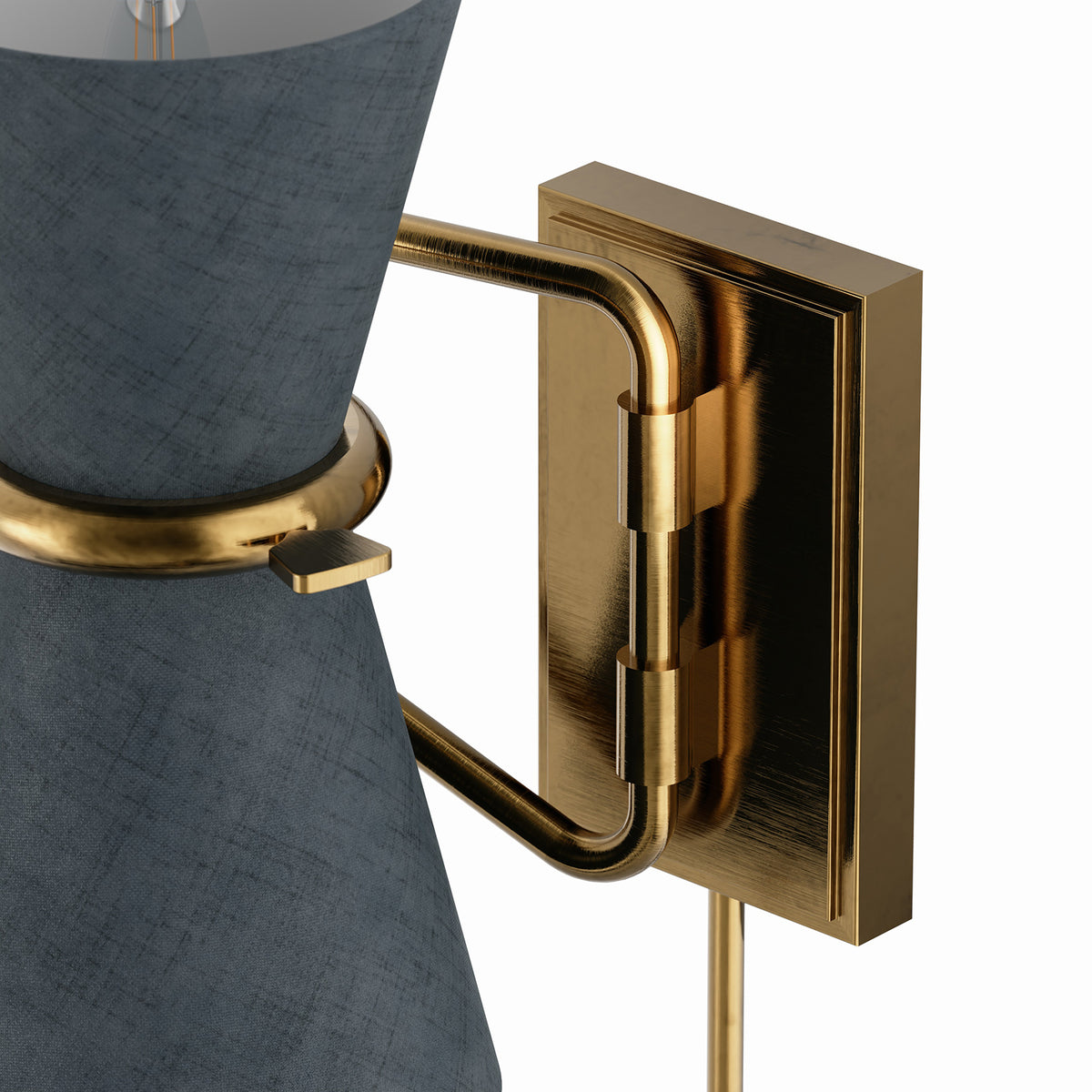 Gable Swing Arm Sconce (Antique Natural Brass with Storm Blue Shade)