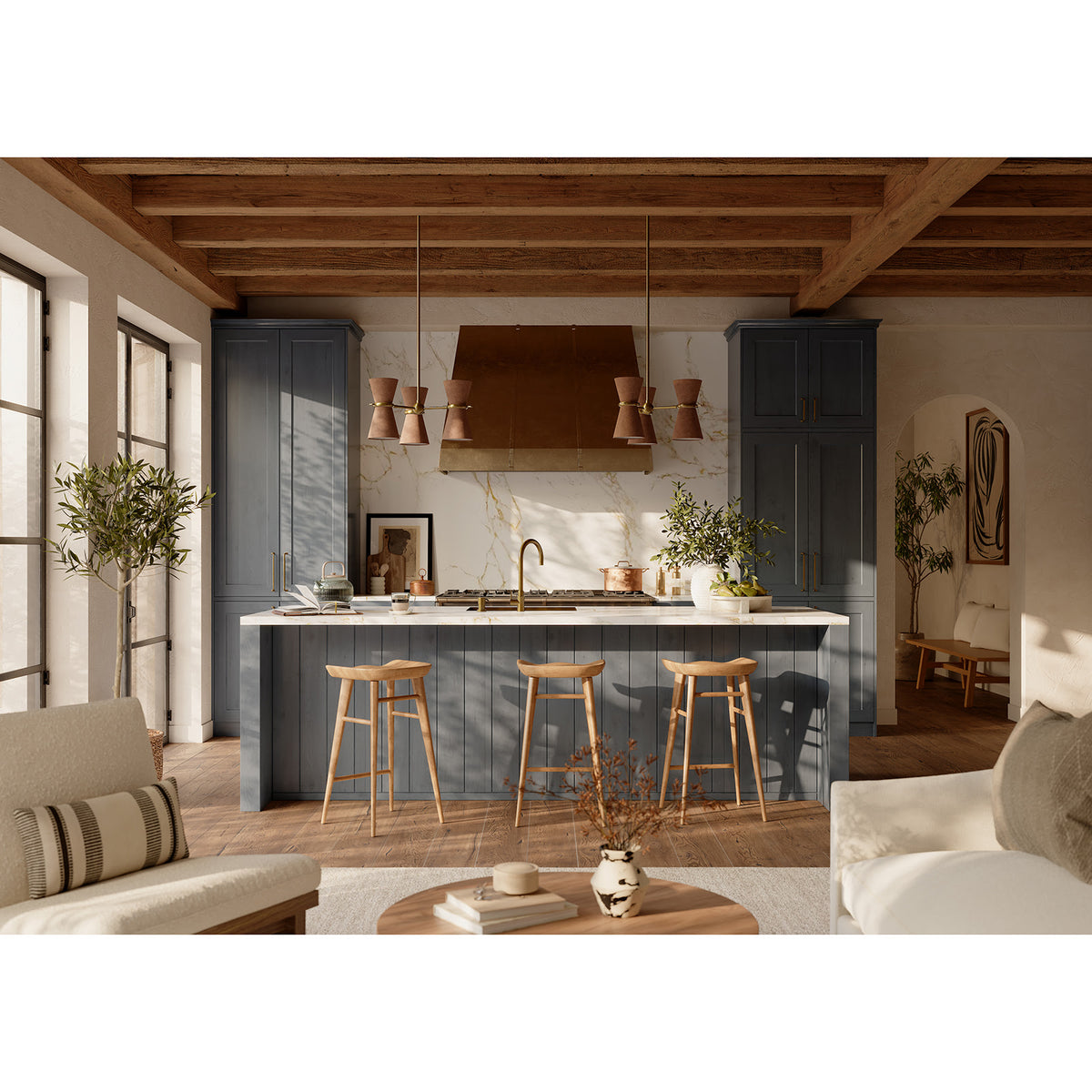 Gable Pendant (Antique Natural Brass with Russet Shade)