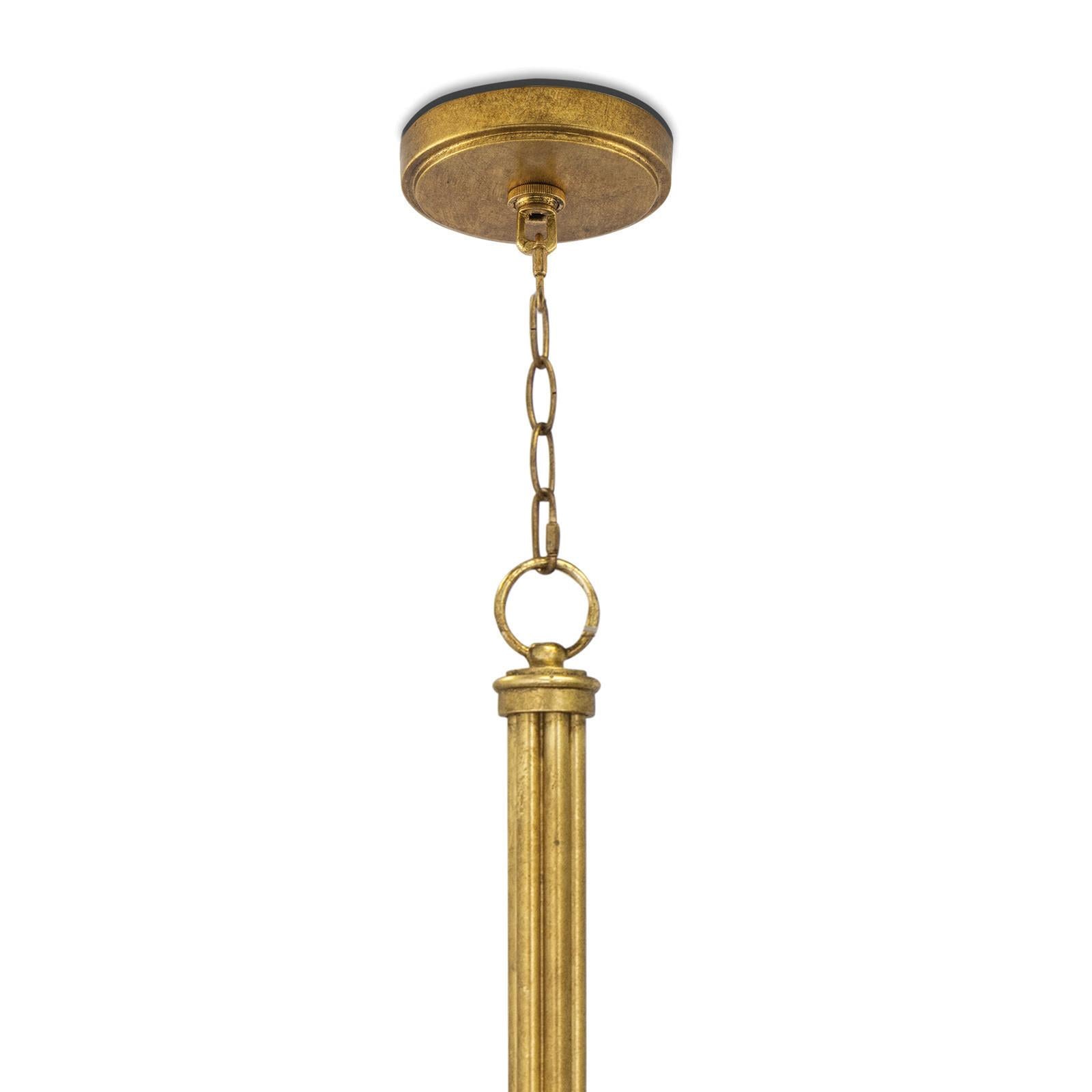 River Reed Chandelier Small (Antique Gold Leaf with Navy Shade)