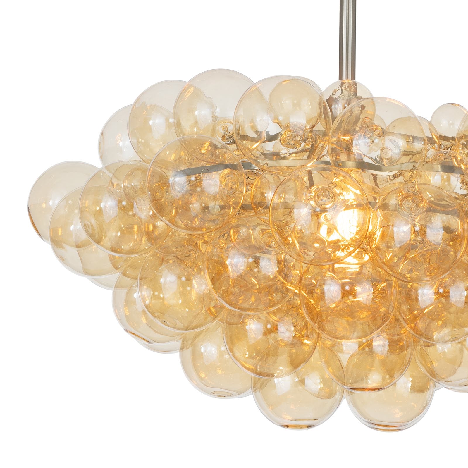 Bubbles Chandelier (Brushed Nickel with Amber Glass)