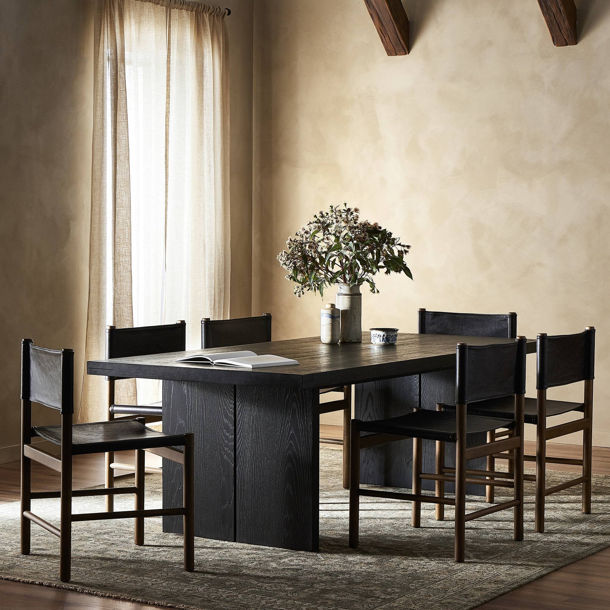 Warby Dining Table - Worn Black Veneer