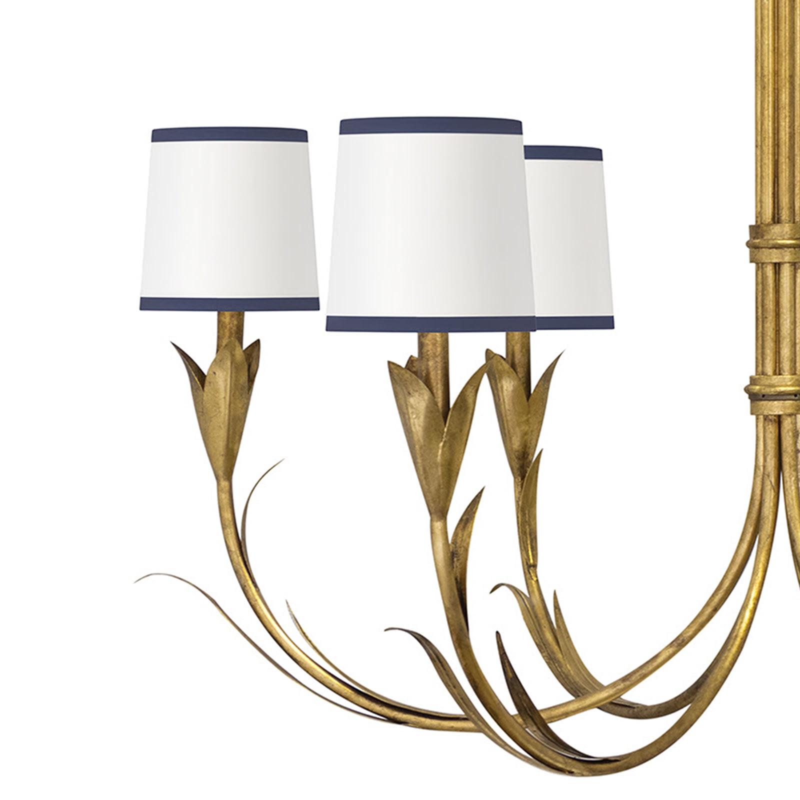 River Reed Chandelier Small (Antique Gold Leaf with Navy Shade)