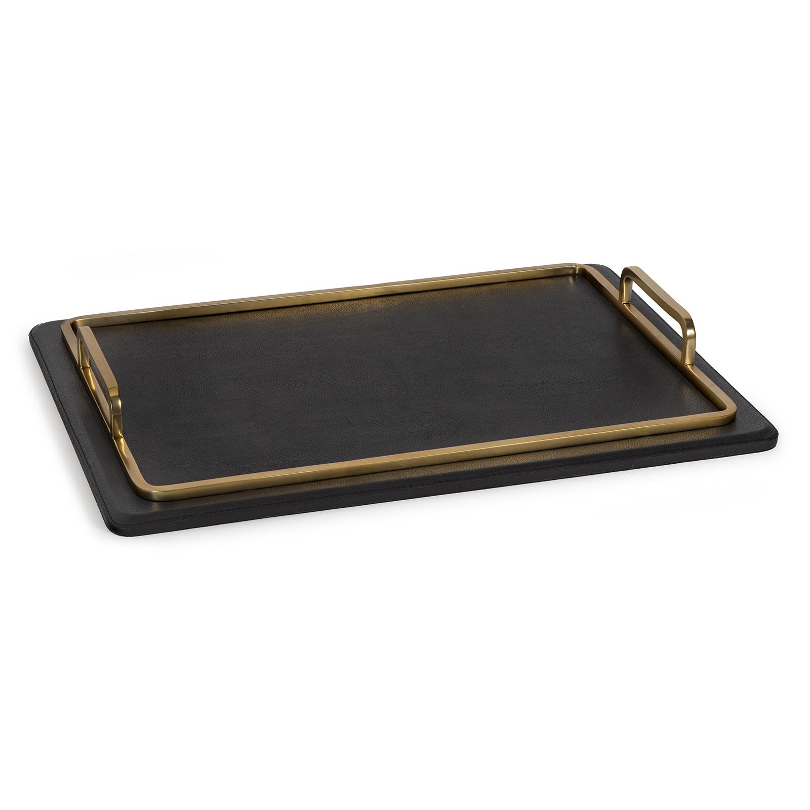 Greyson Leather Rectangle Tray Large (Natural Brass)