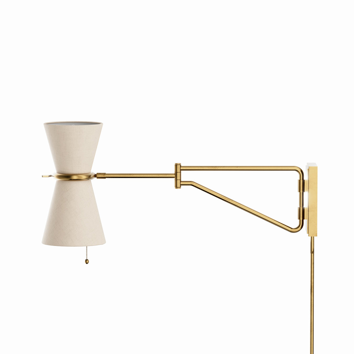 Gable Swing Arm Sconce (Antique Natural Brass with Oyster Shade)