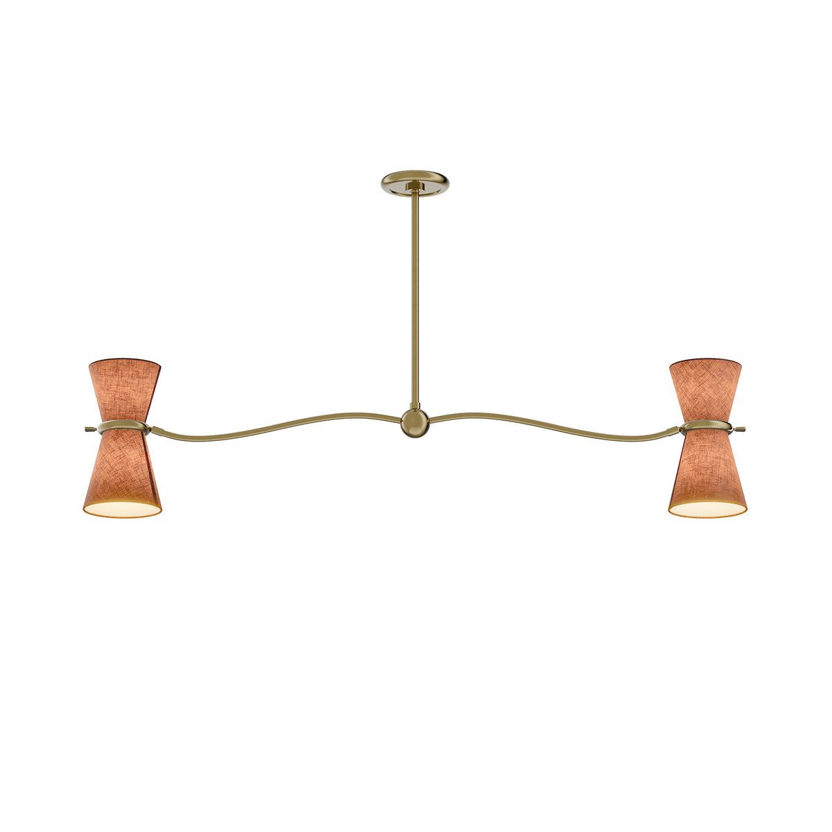 Gable Linear Chandelier (Antique Natural Brass with Russet Shade)