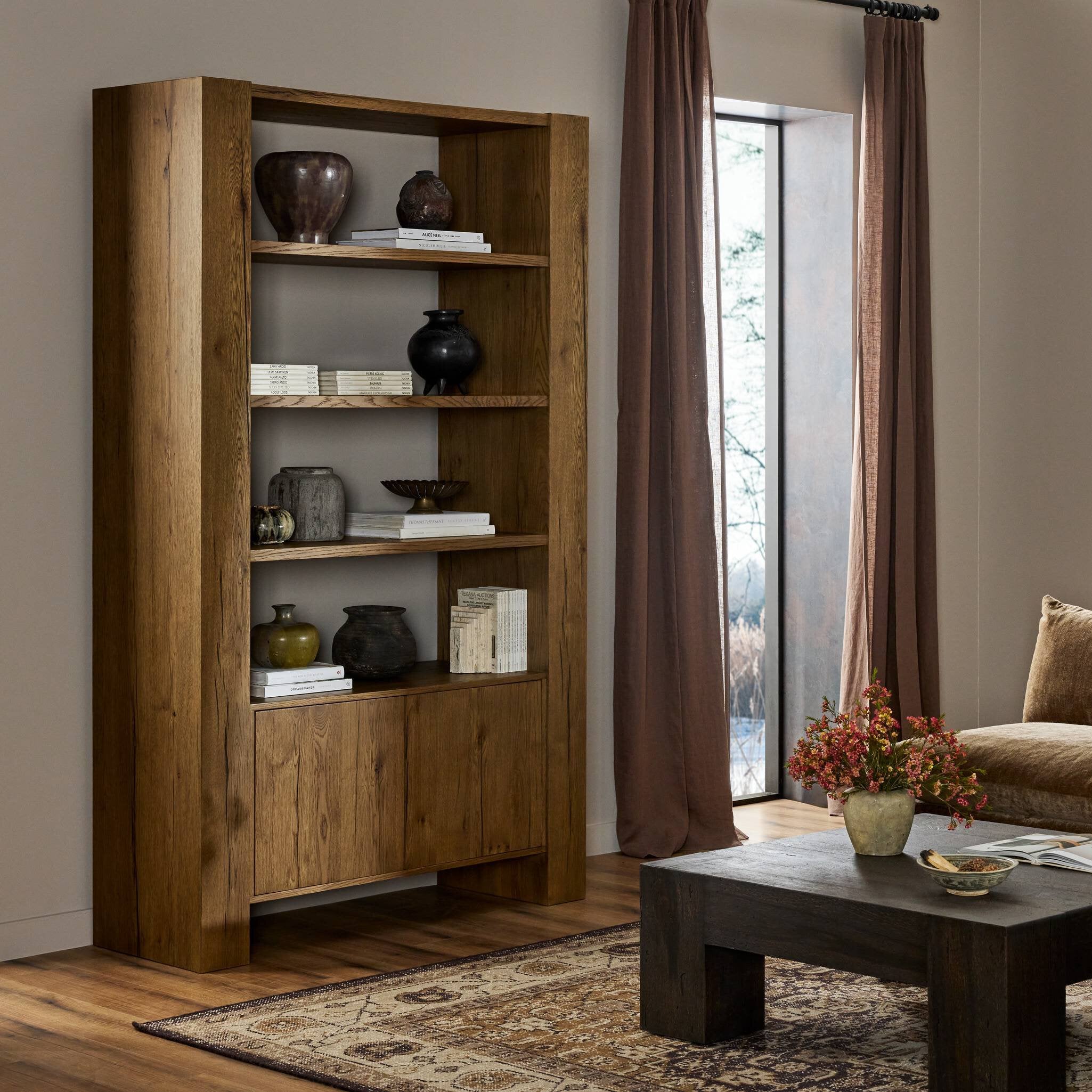 Fisher Bookcase - Rustic Amber Oak Veneer