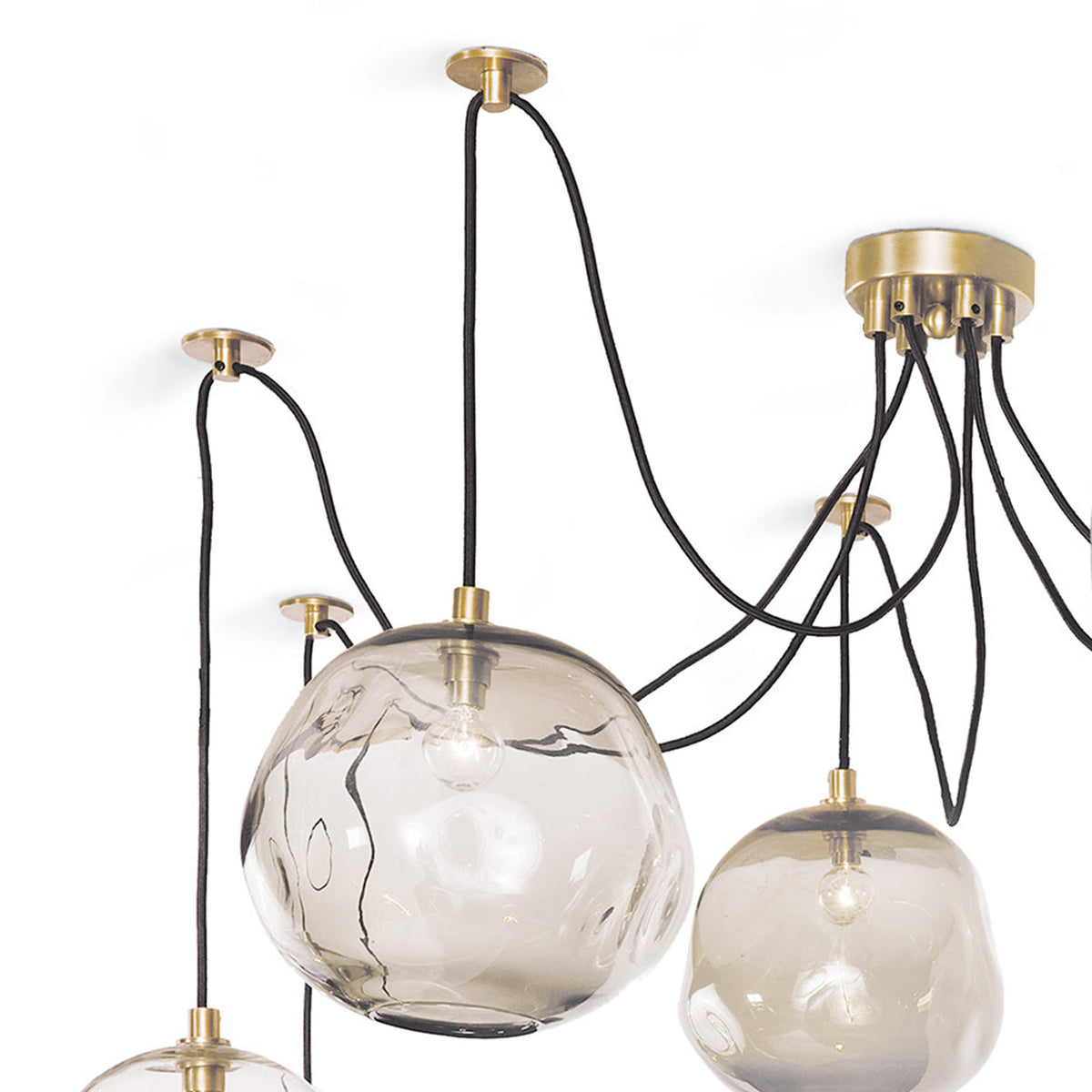 Molten Spider Large With Smoke Glass (Natural Brass)