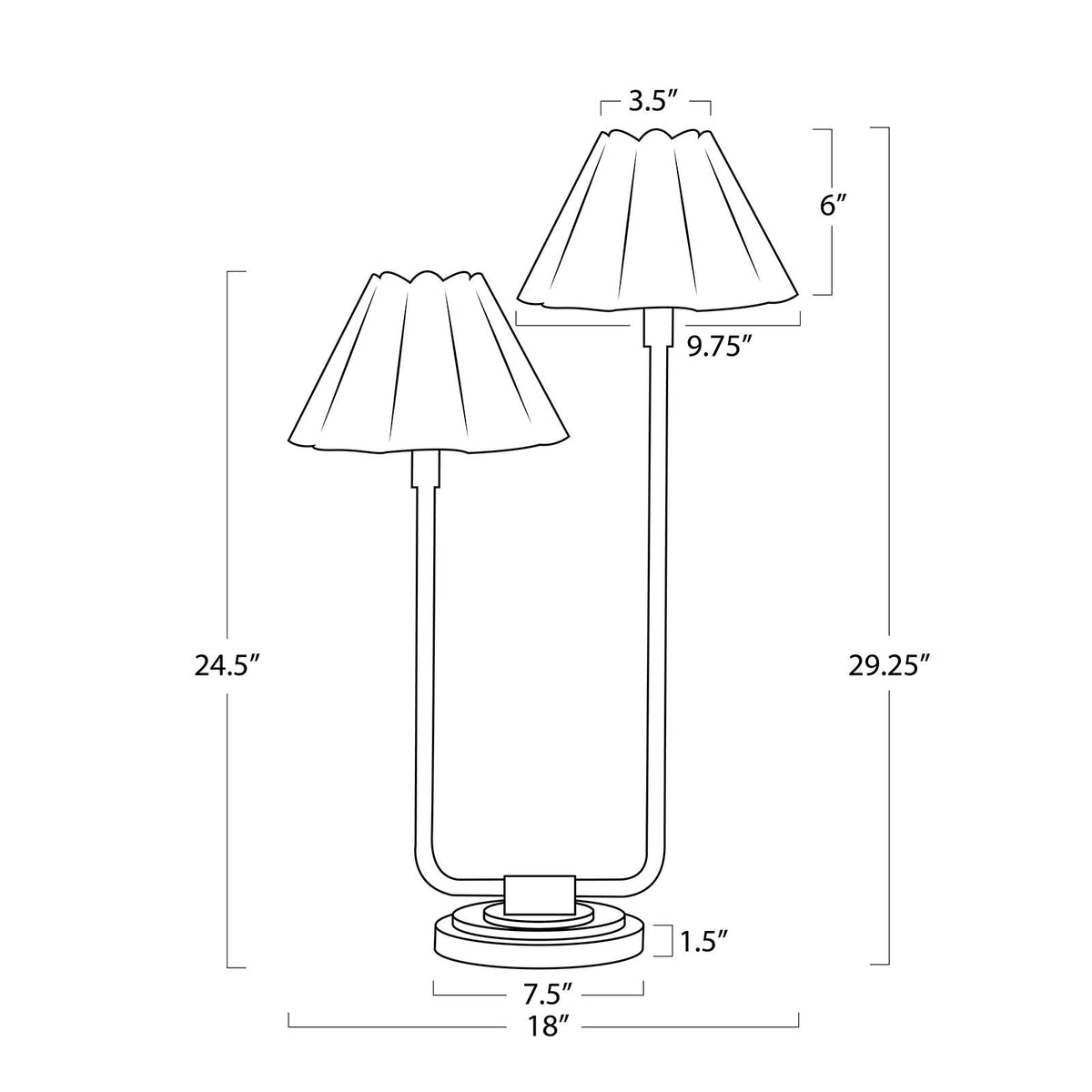 Polly Double Arm Table Lamp (Natural Brass with Wild Poppy Scalloped Shade)