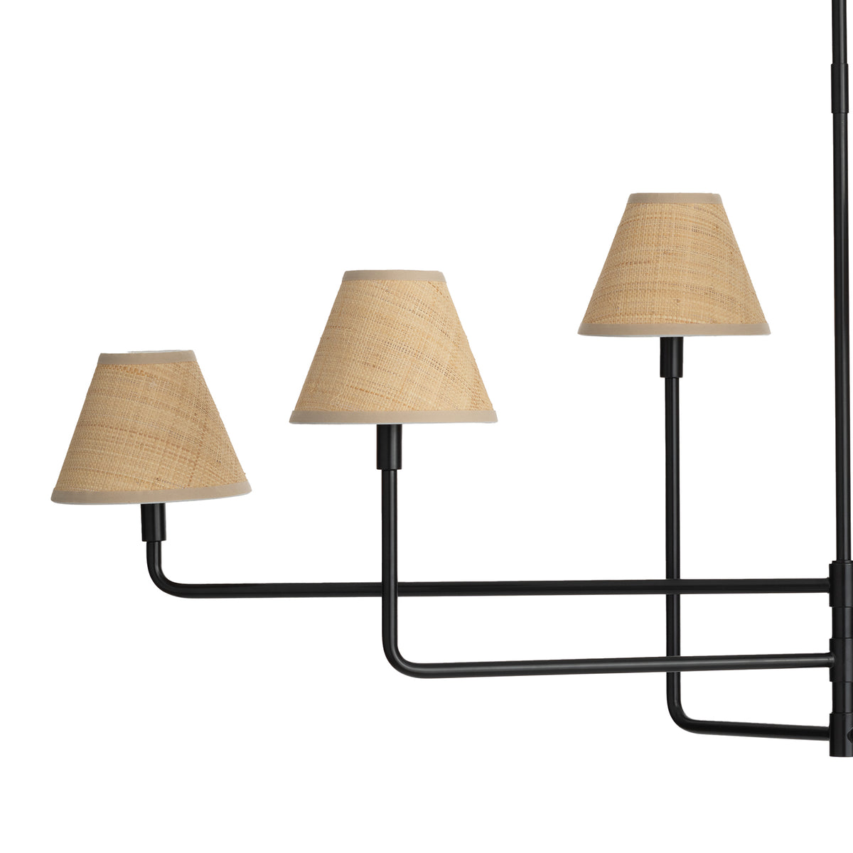 Polly Metal Chandelier (Blackened Brass with Rattan Shade)