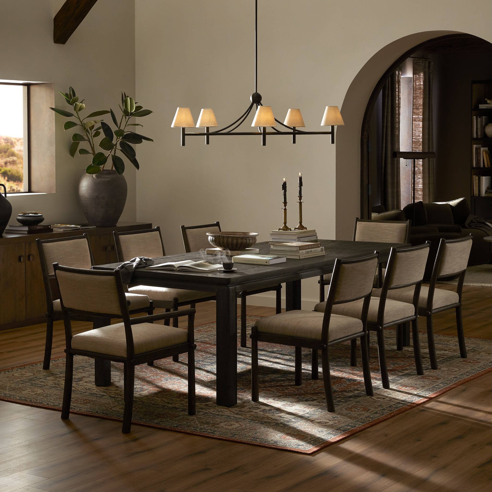 Oman Dining Table - Rustic Black Veneer