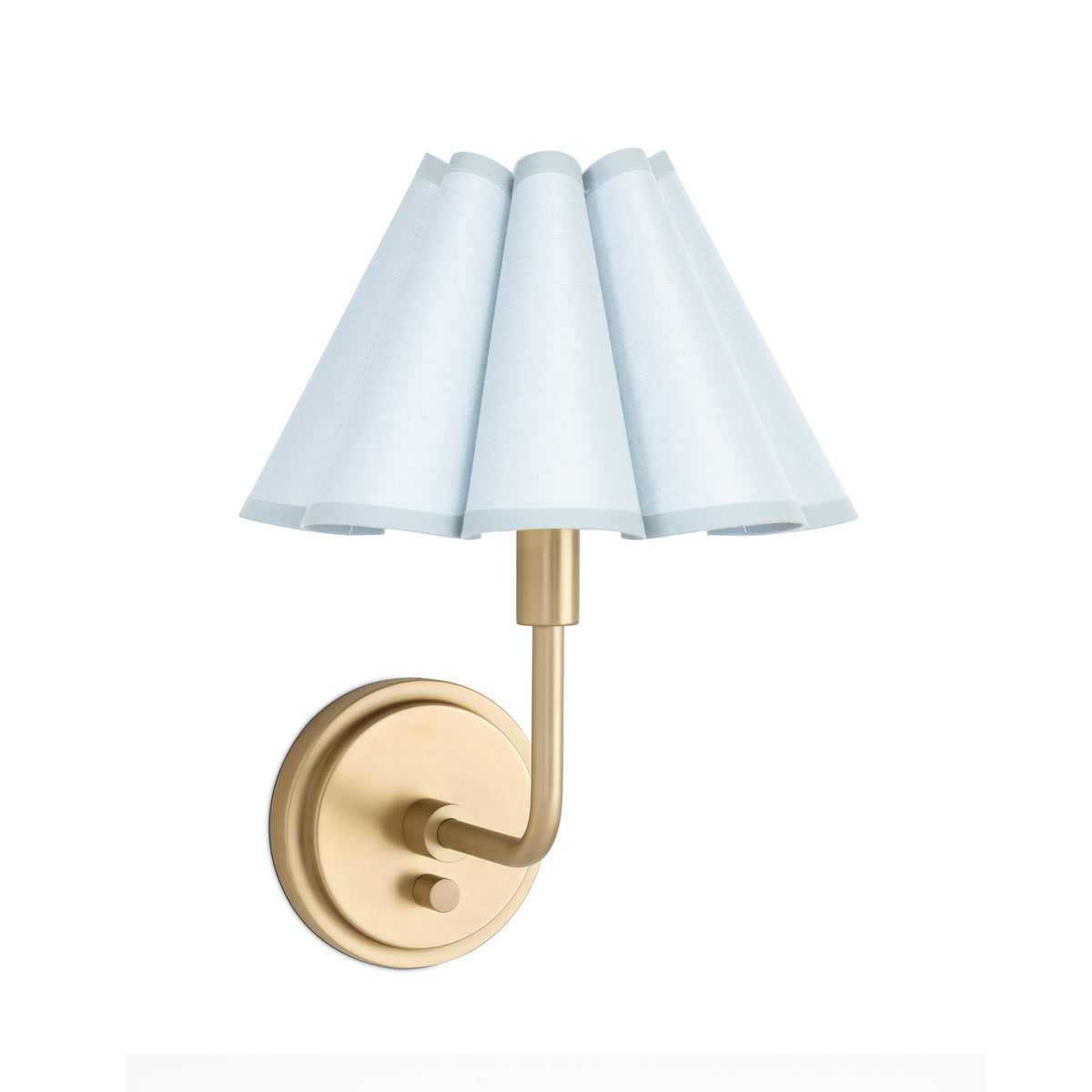 Polly Sconce (Natural Brass with Mist Blue Scalloped Shade)