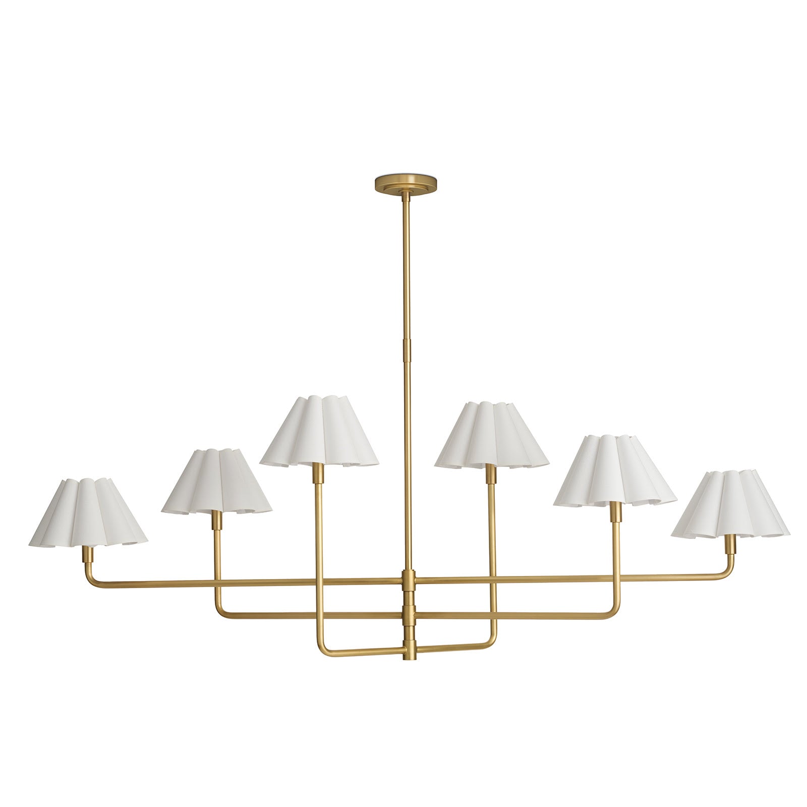 Polly Chandelier (Natural Brass with Linen Scalloped Shade) - 2 cartons