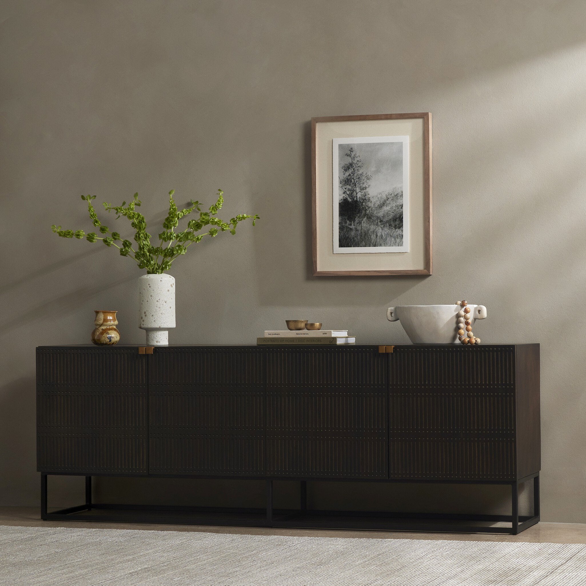 Kelby Closed Media Console - Vintage Brown