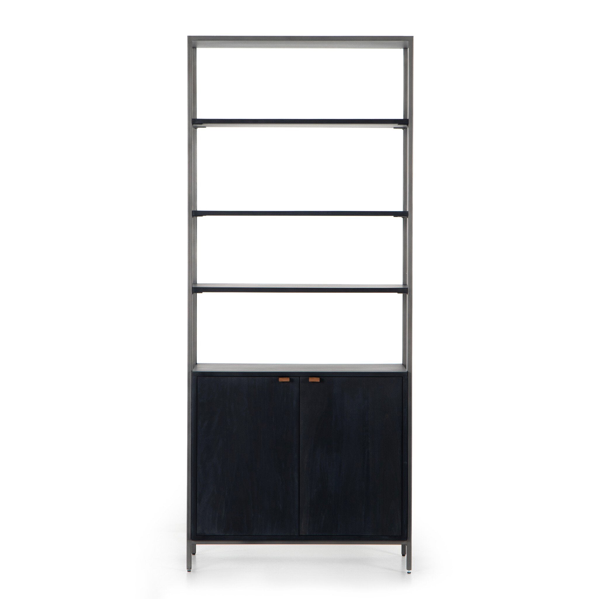 Trey Modular Wide Bookcase - Black Wash Poplar