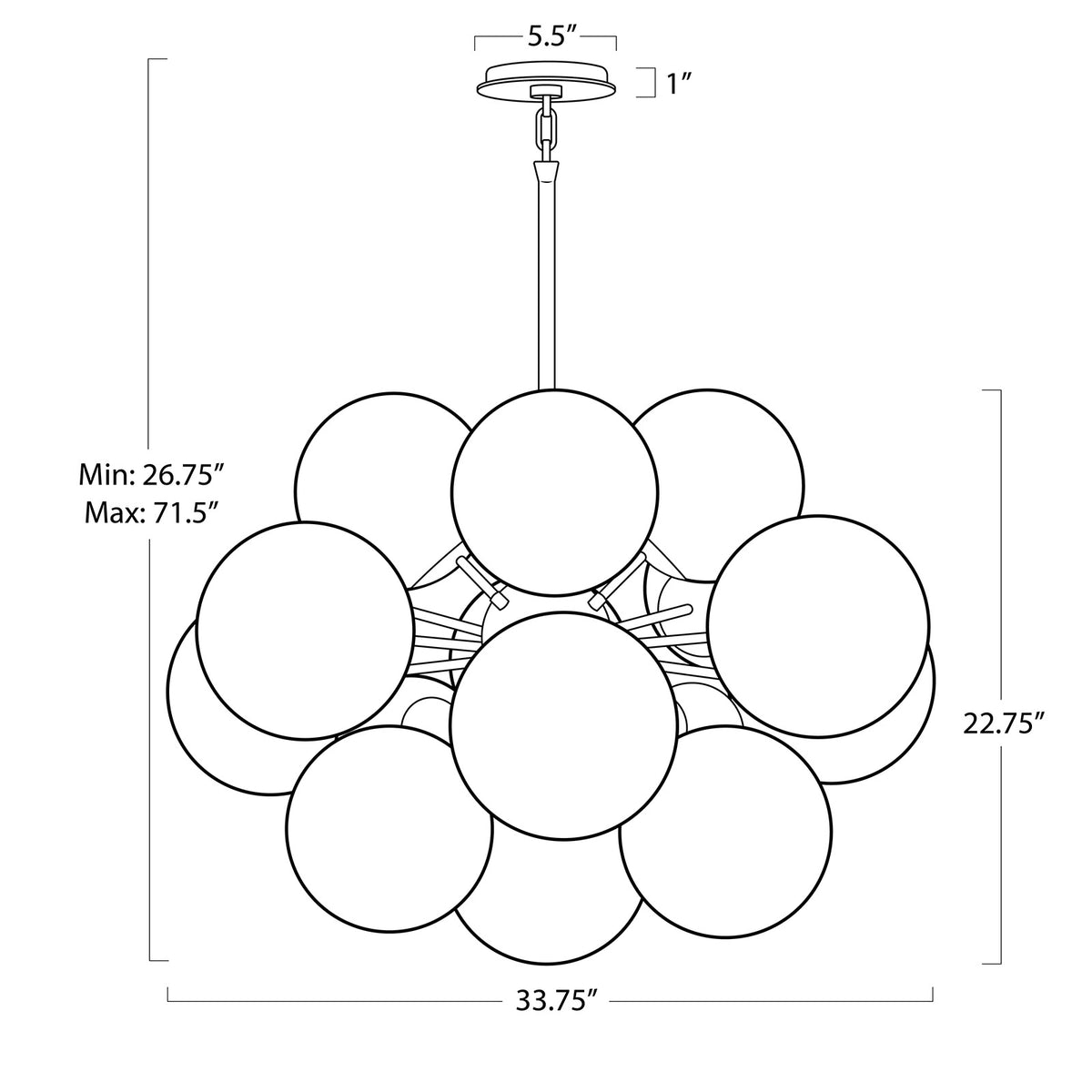 Shine Chandelier (Natural Brass with Smoke Glass)