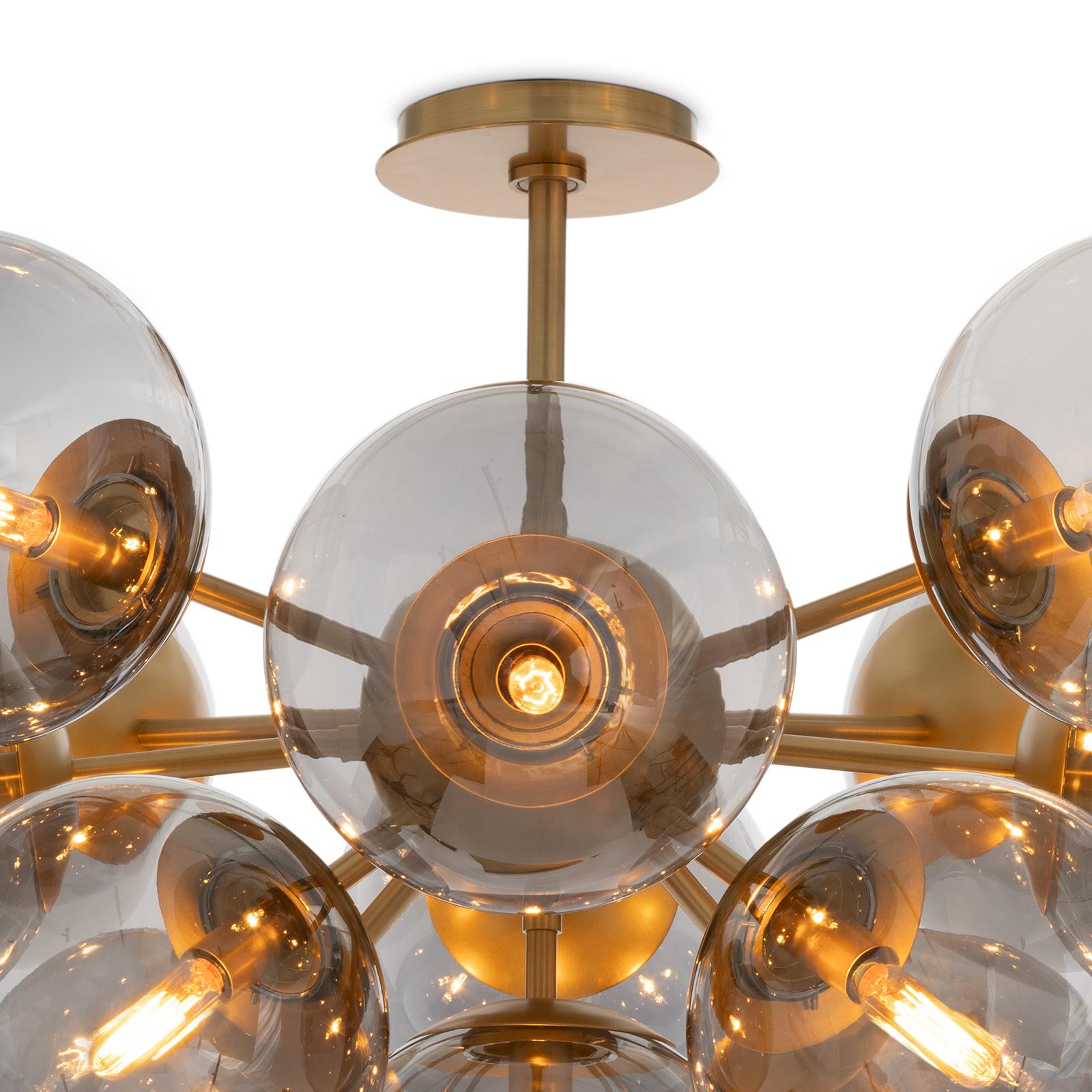 Shine Flush Mount (Natural Brass with Smoke Glass)