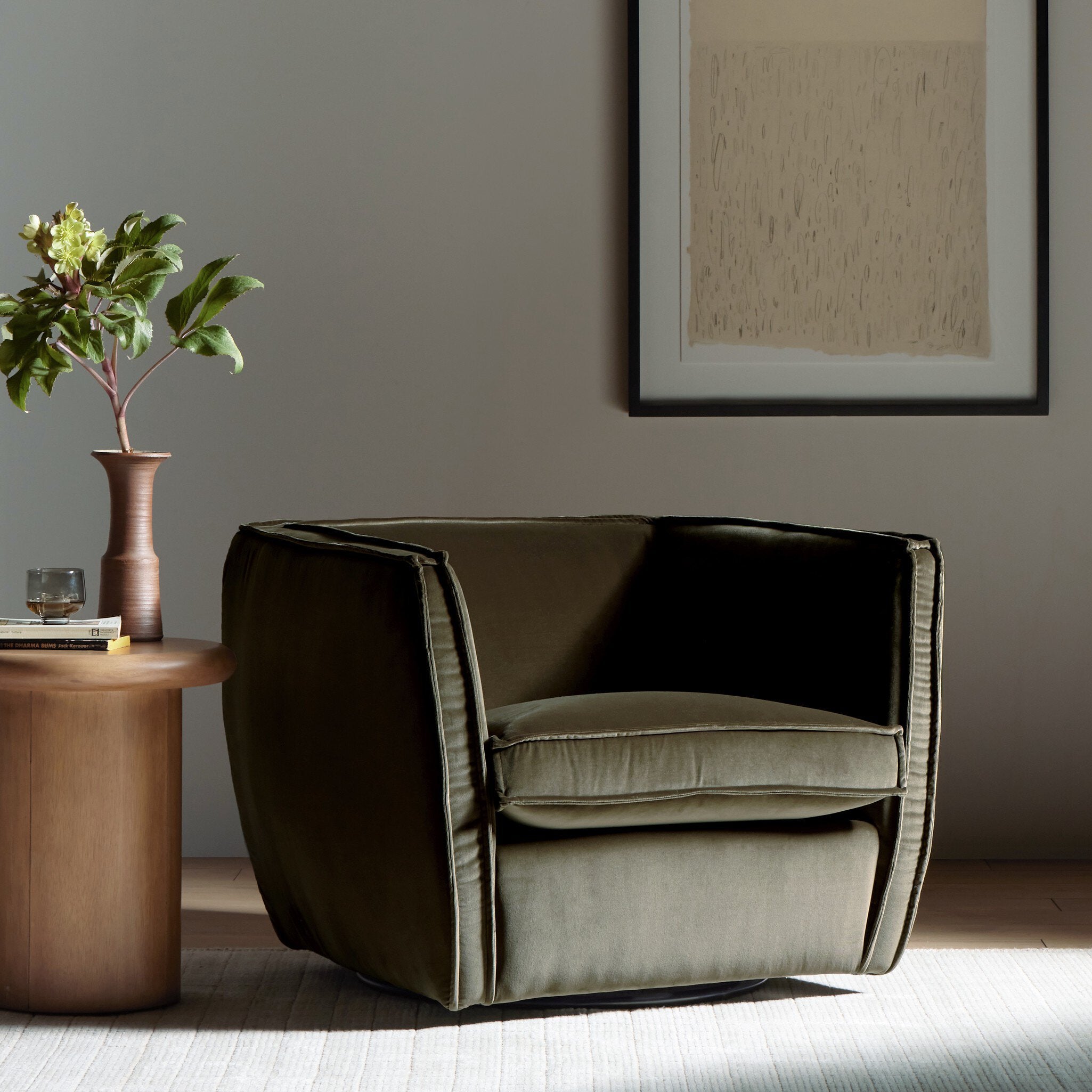 Rashi Swivel Chair - Surrey Olive