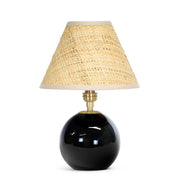 Giorgio Black Glass Mini Lamp (Natural Brass with Rattan Shade)