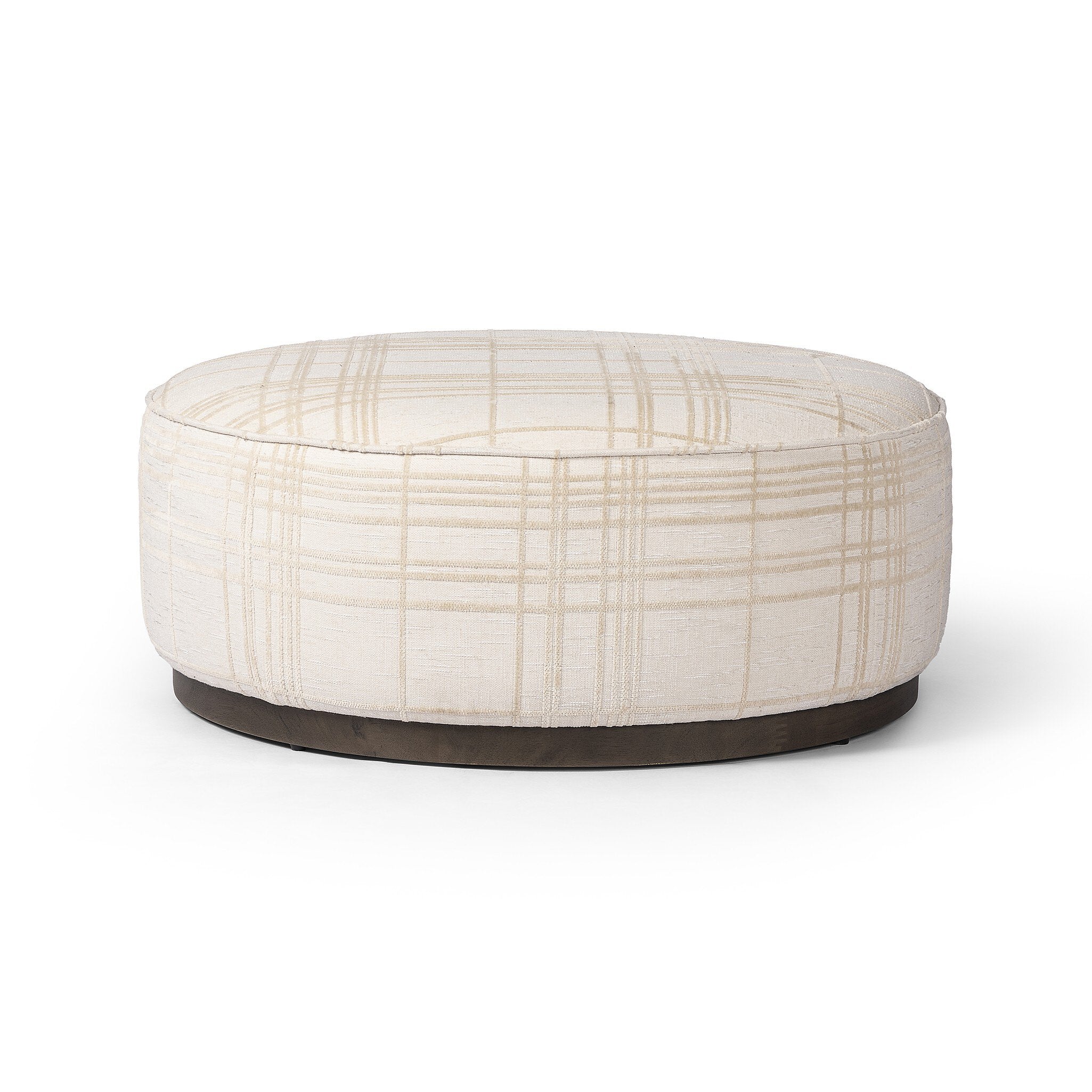 Sinclair Large Round Ottoman - Sheffield Ivory