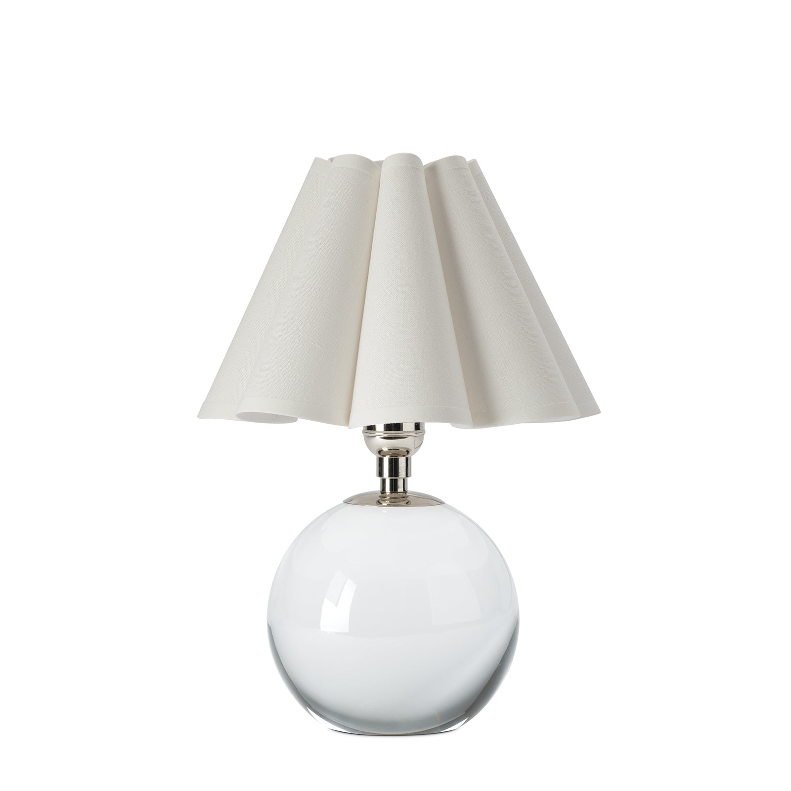 Giorgio Crystal Mini Lamp (Polished Nickel with Linen Scalloped Shade)