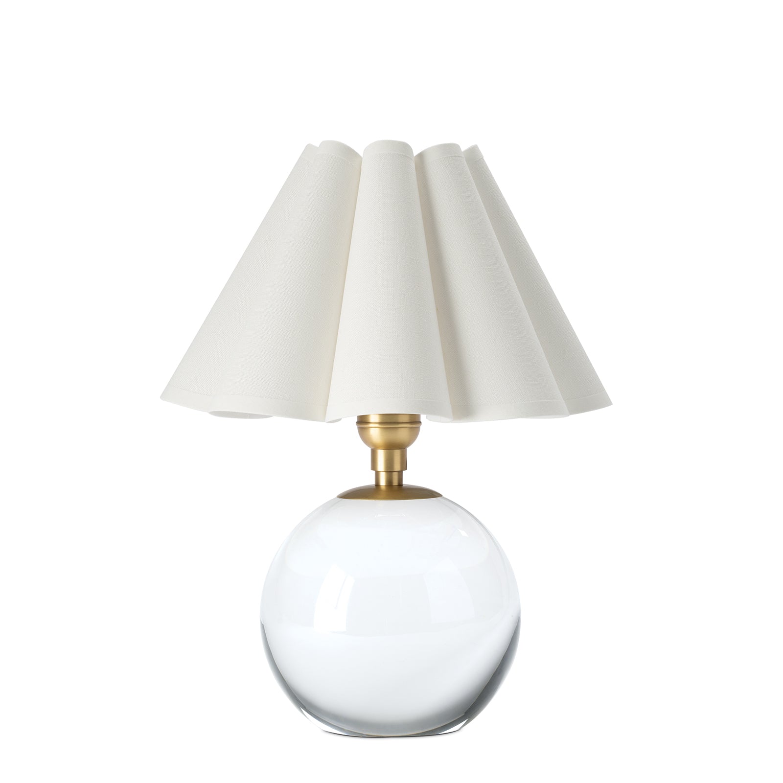 Giorgio Crystal Mini Lamp (Natural Brass with Linen Scalloped Shade)