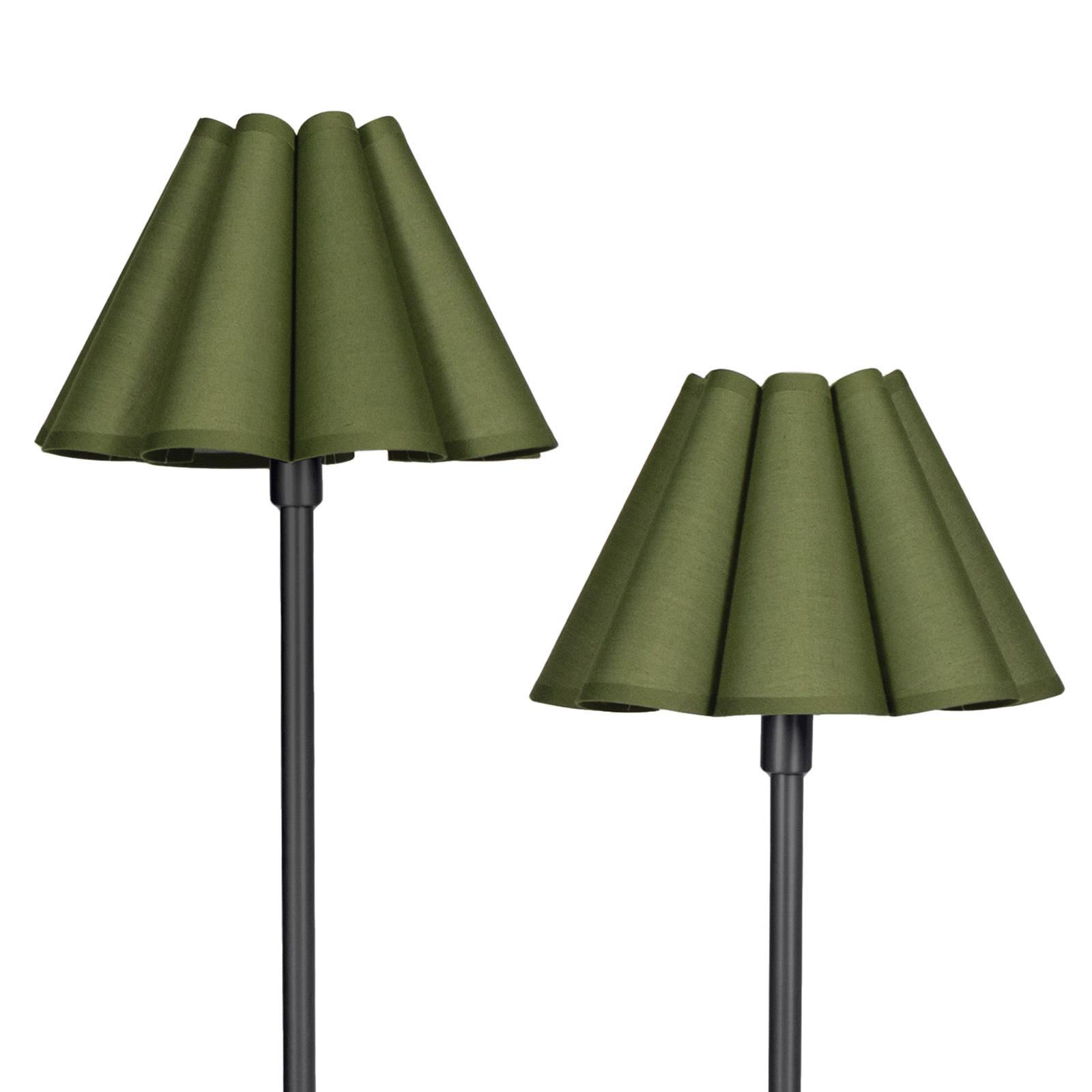 Polly Floor Lamp (Blackened Brass with Olive Scalloped Shade)