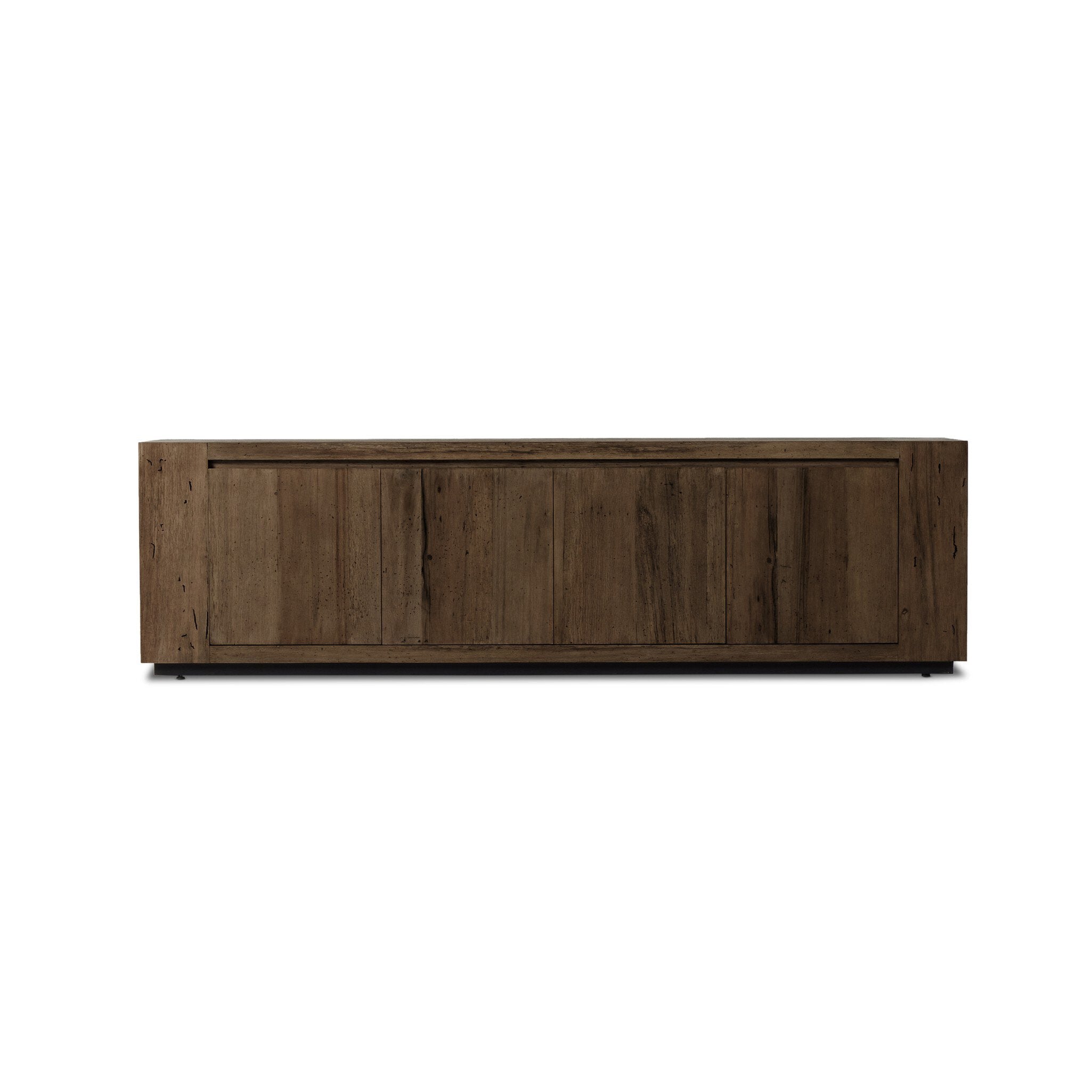 Abaso Media Console - Ebony Rustic Wormwood Oak
