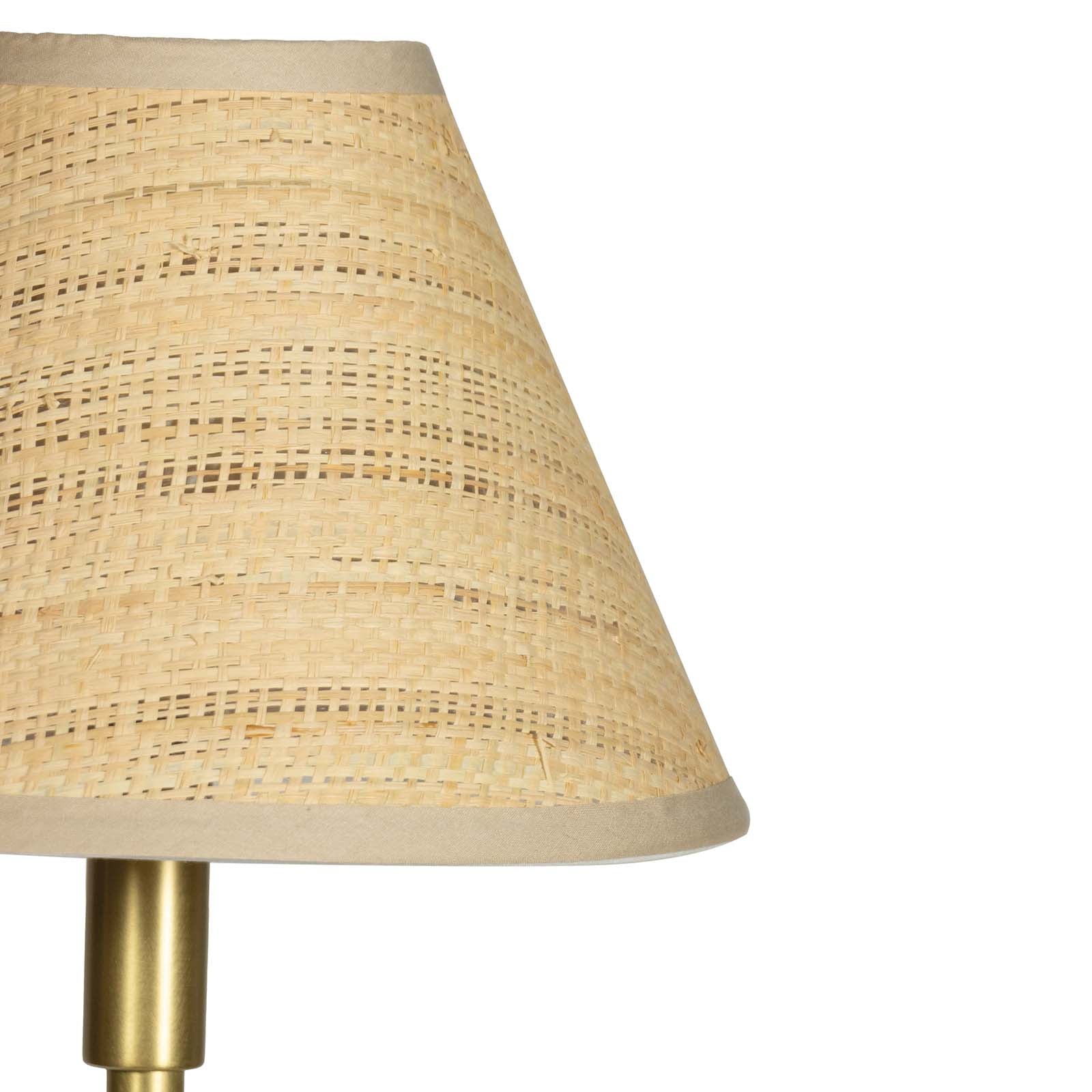 Polly Double Arm Table Lamp (Natural Brass with Rattan Shade)