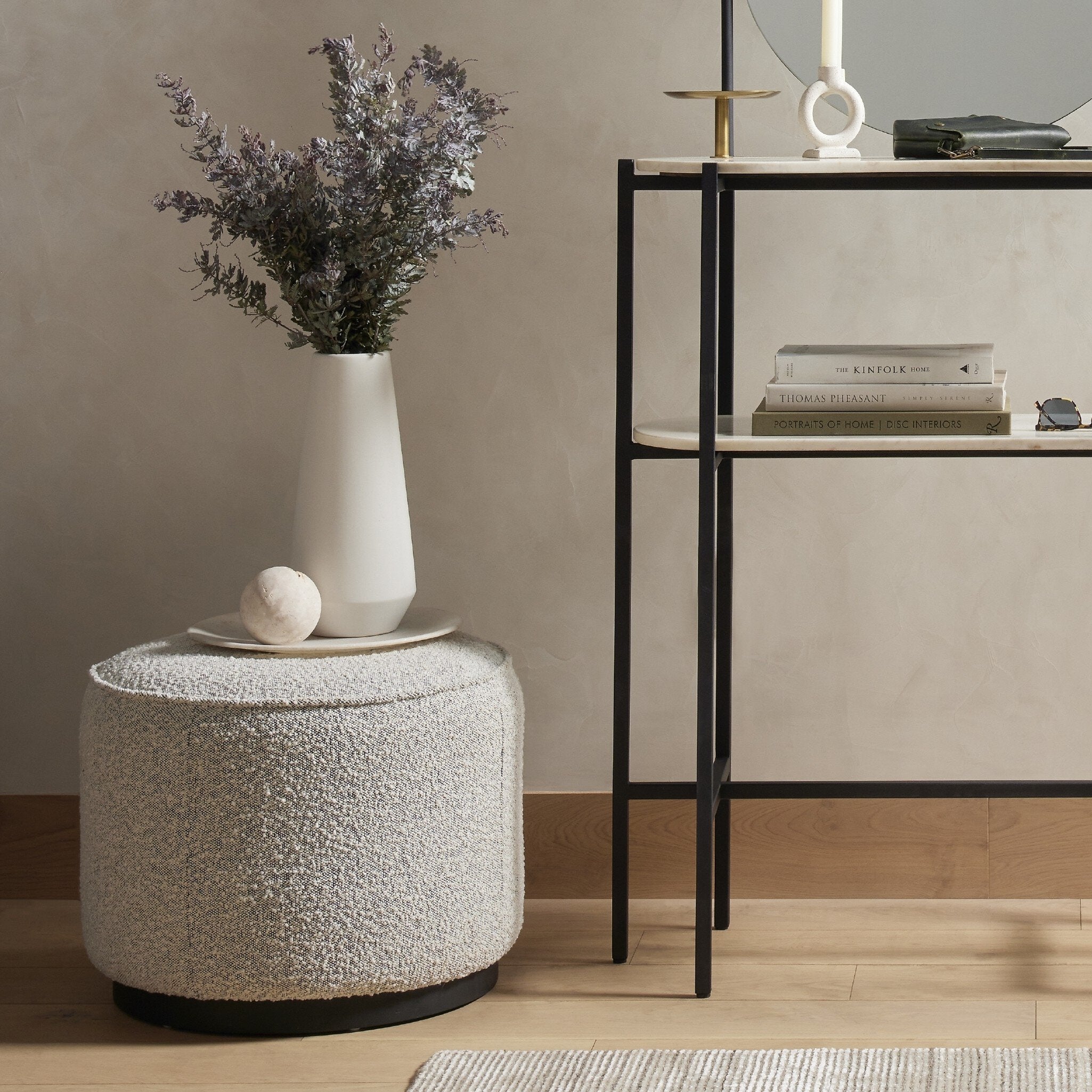 Sinclair Round Ottoman - Knoll Domino