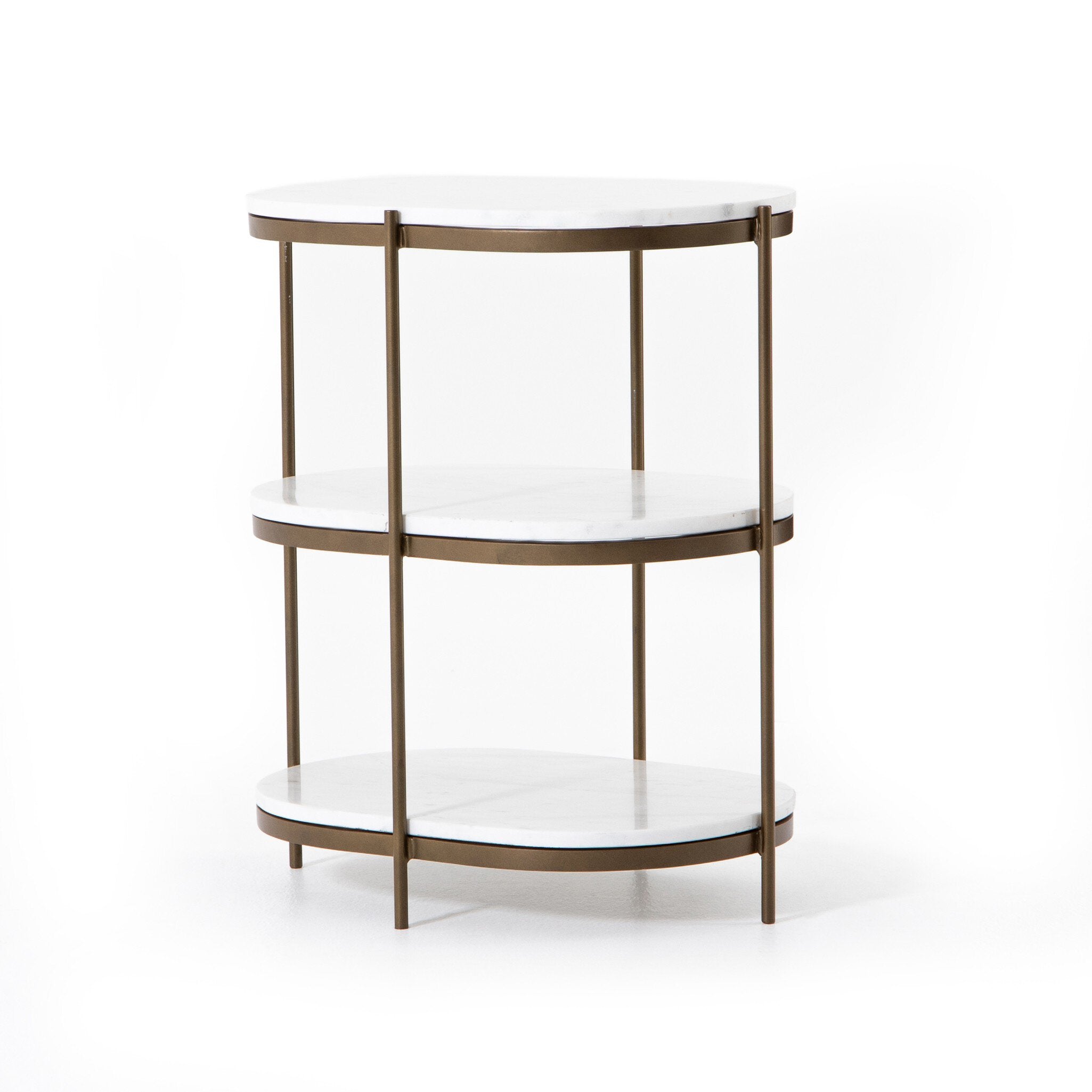 Felix Oval Nightstand - Polished White Marble