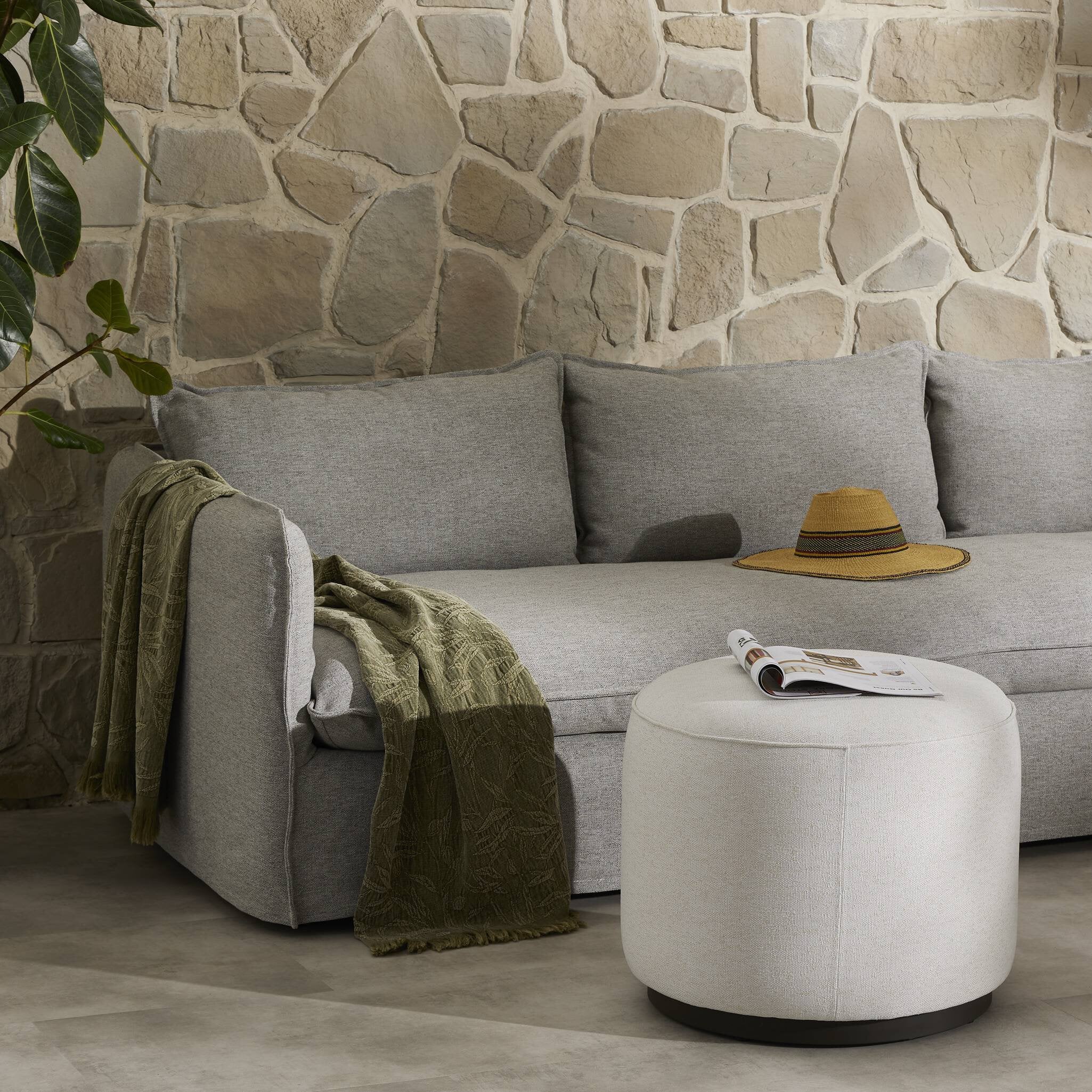 Sinclair Outdoor Ottoman - Alessi Linen