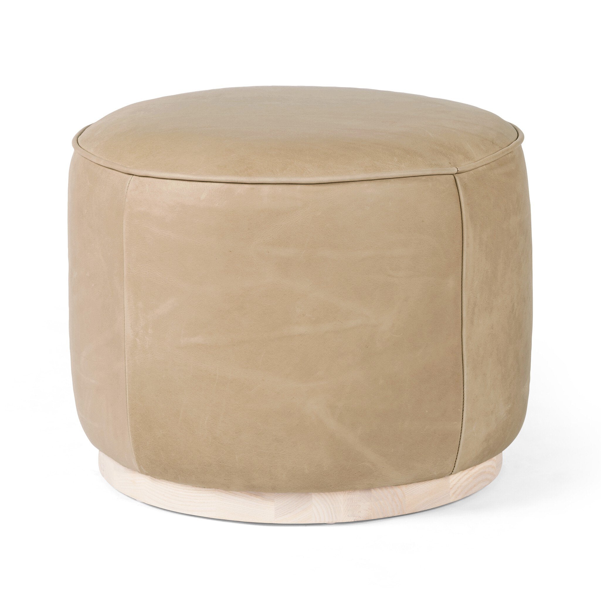 Sinclair Round Ottoman - Harness Burlap