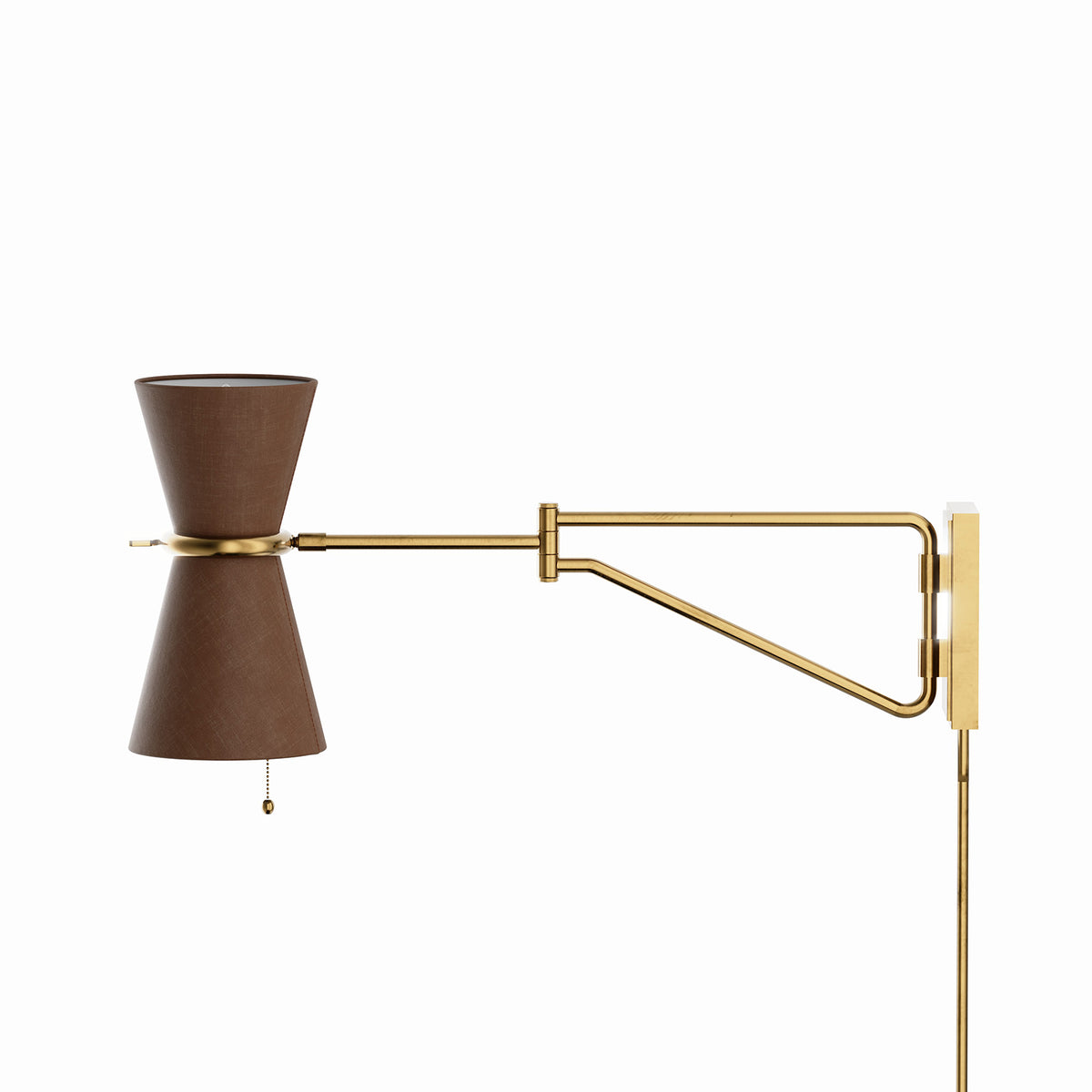 Gable Swing Arm Sconce (Antique Natural Brass with Russet Shade)