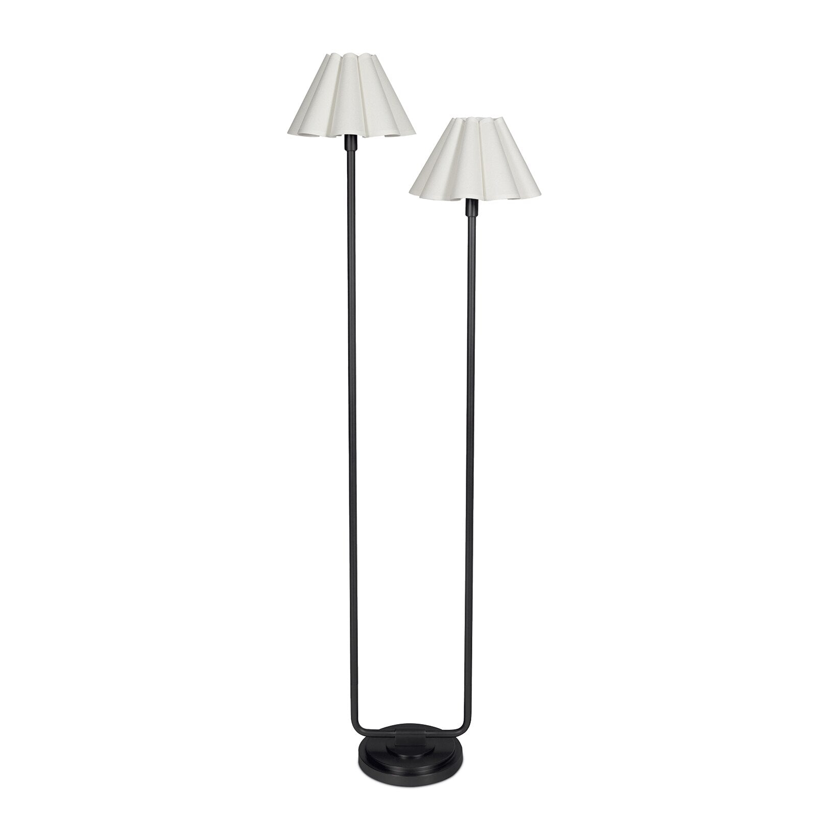 Polly Floor Lamp (Blackened Brass with Linen Scalloped Shade)