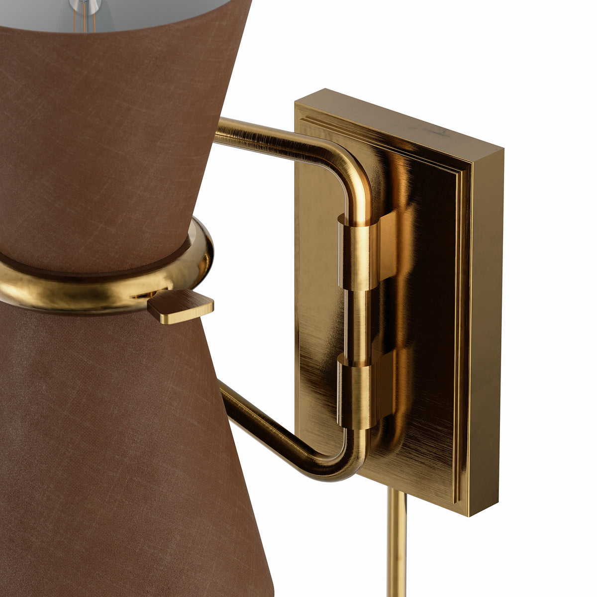 Gable Swing Arm Sconce (Antique Natural Brass with Russet Shade)