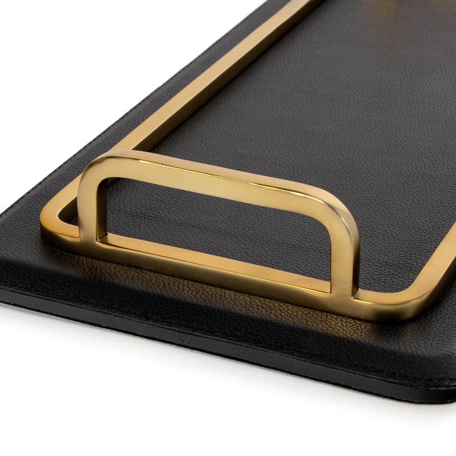 Greyson Leather Rectangle Tray Small (Natural Brass)