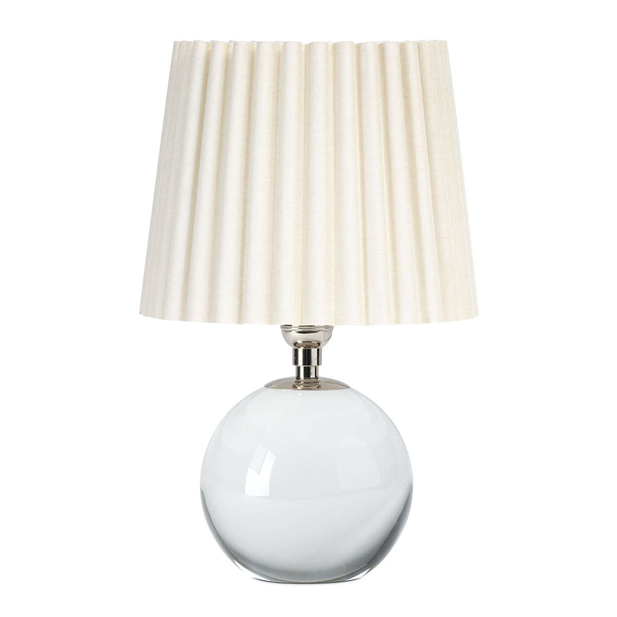 Giorgio Crystal Mini Lamp (Polished Nickel with Oyster Wave Pleat Shade)