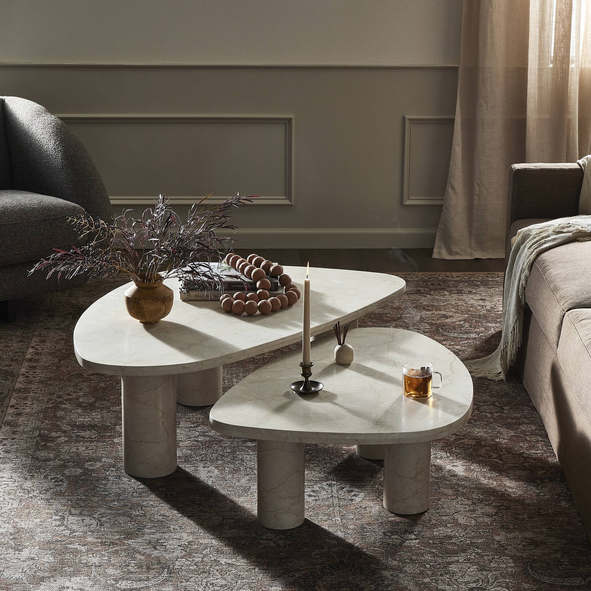 Zion Nesting Coffee Table Set - Cream Marble