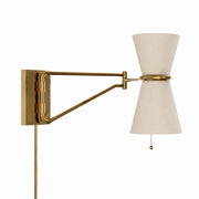 Gable Swing Arm Sconce (Antique Natural Brass with Oyster Shade)