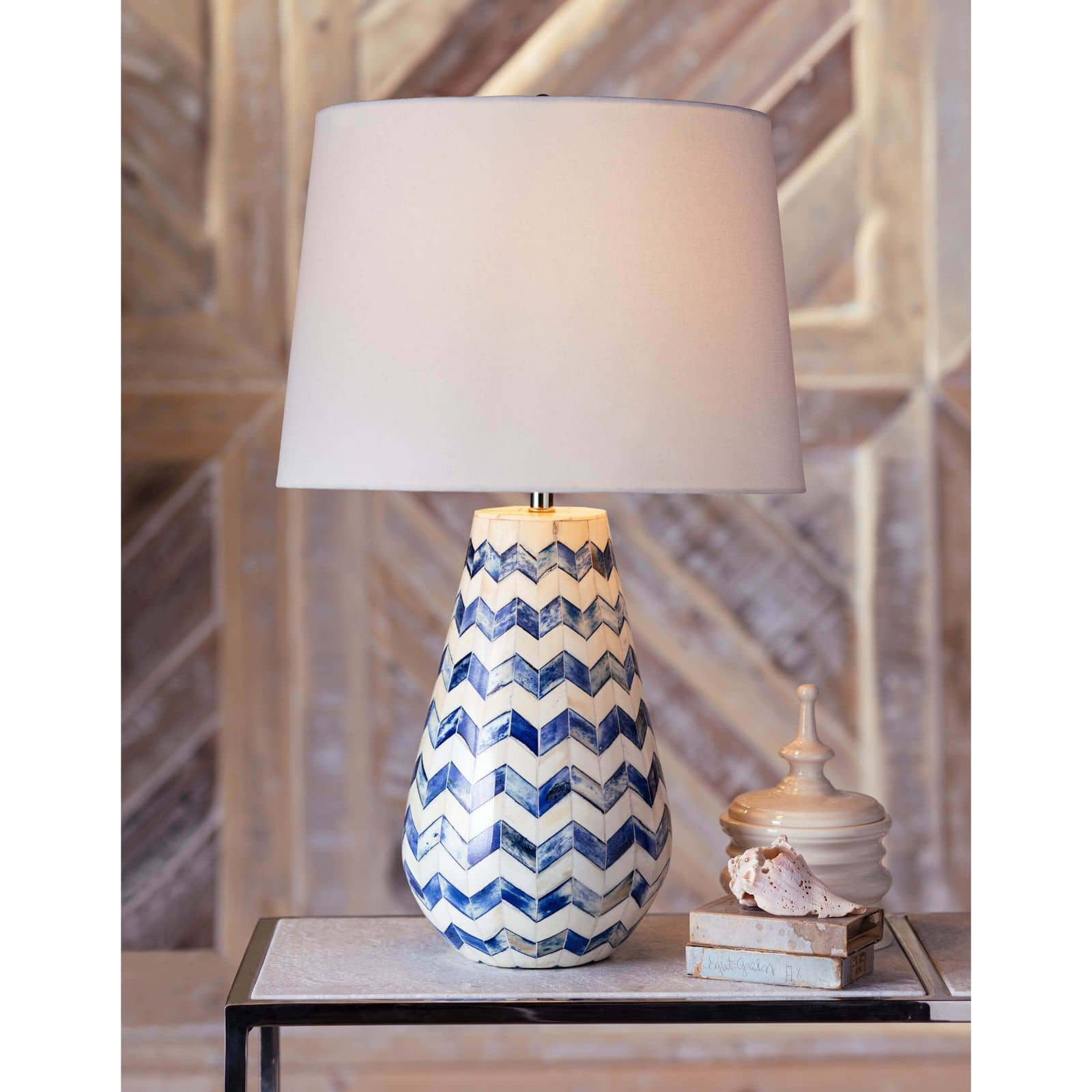 Cassia Chevron Table Lamp (Blue)