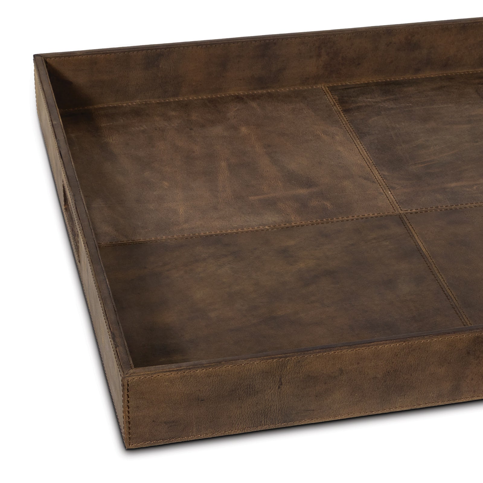 Derby Square Leather Tray (Brown)
