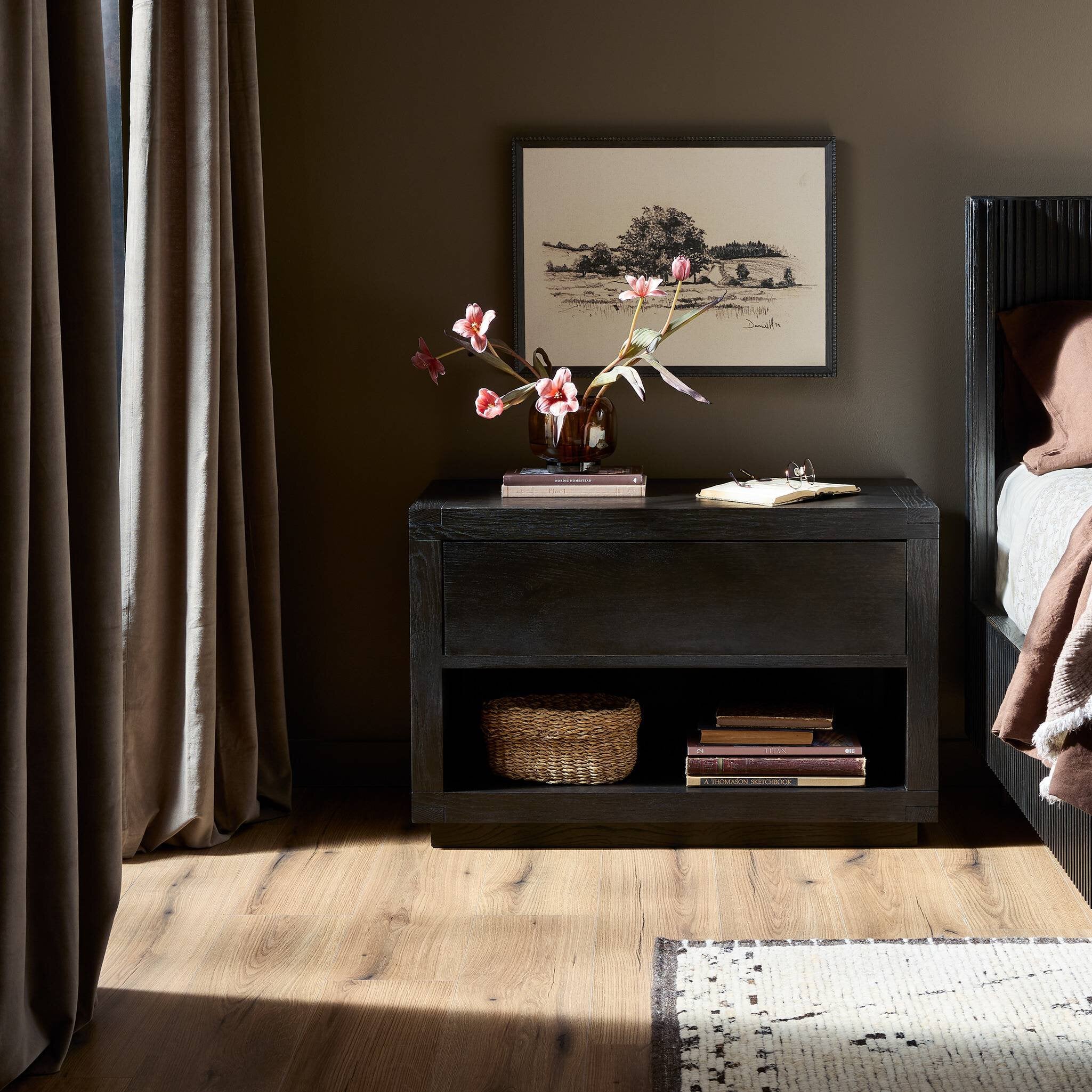 Warby Nightstand - Worn Black Veneer