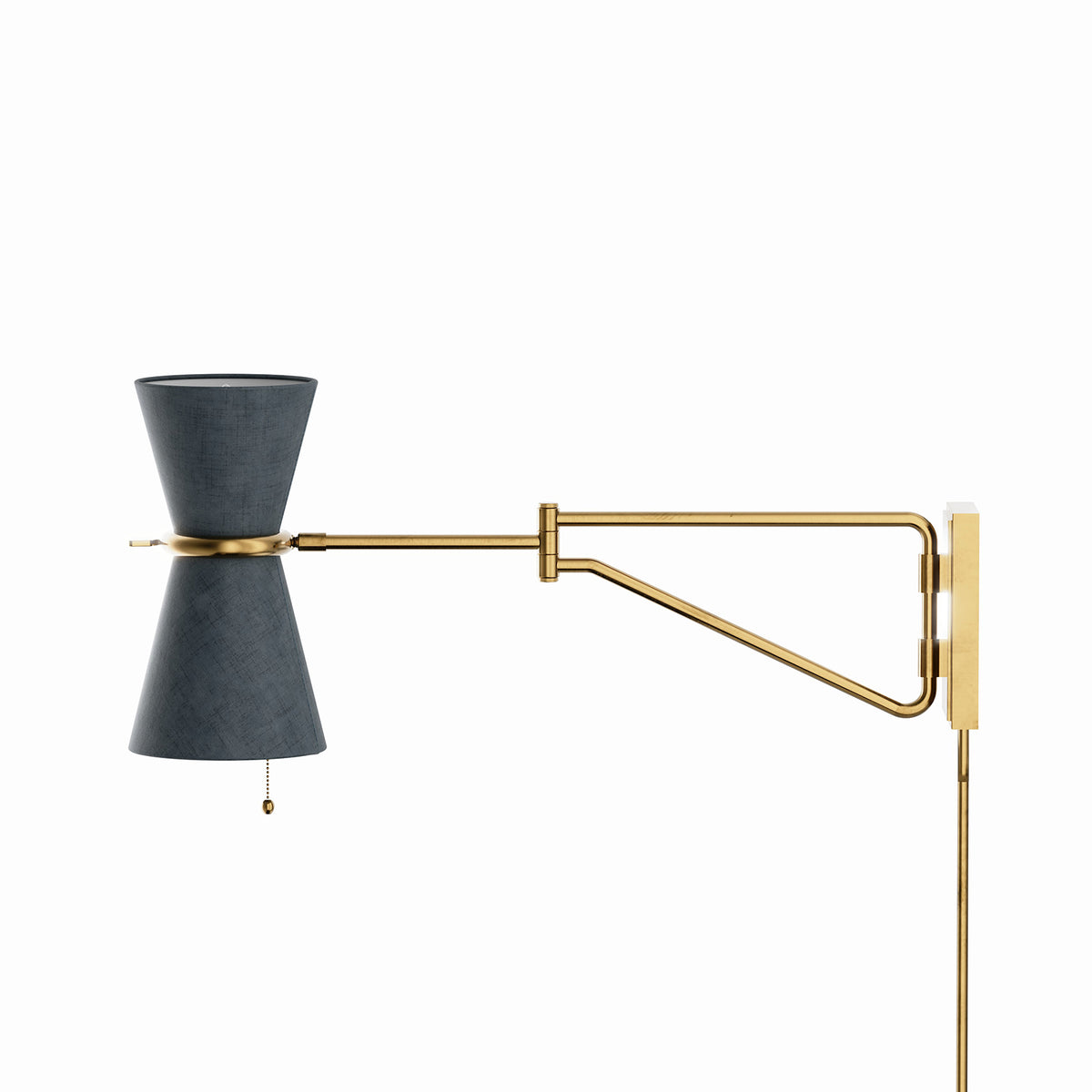 Gable Swing Arm Sconce (Antique Natural Brass with Storm Blue Shade)