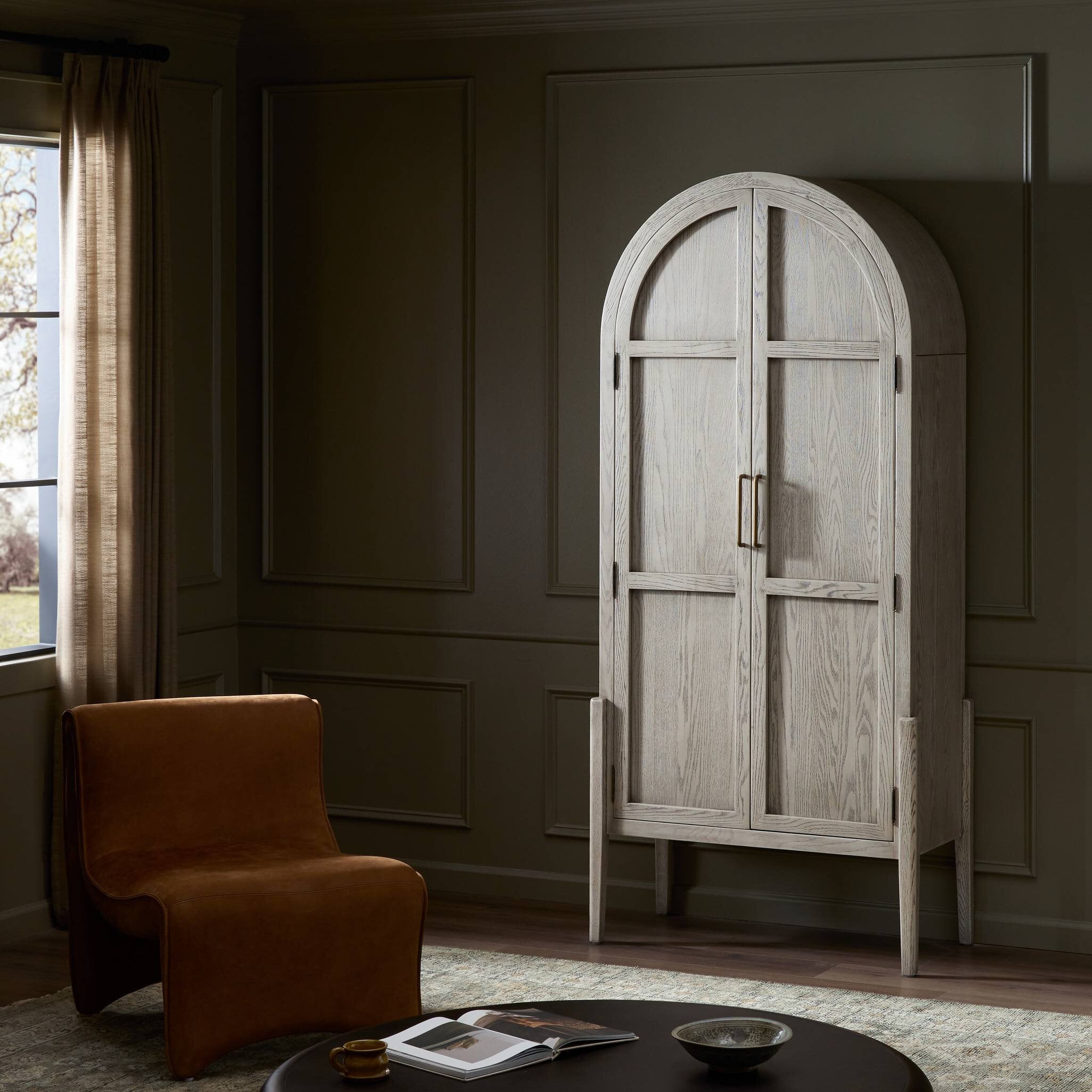 Tolle Panel Door Cabinet - Rustic White Veneer