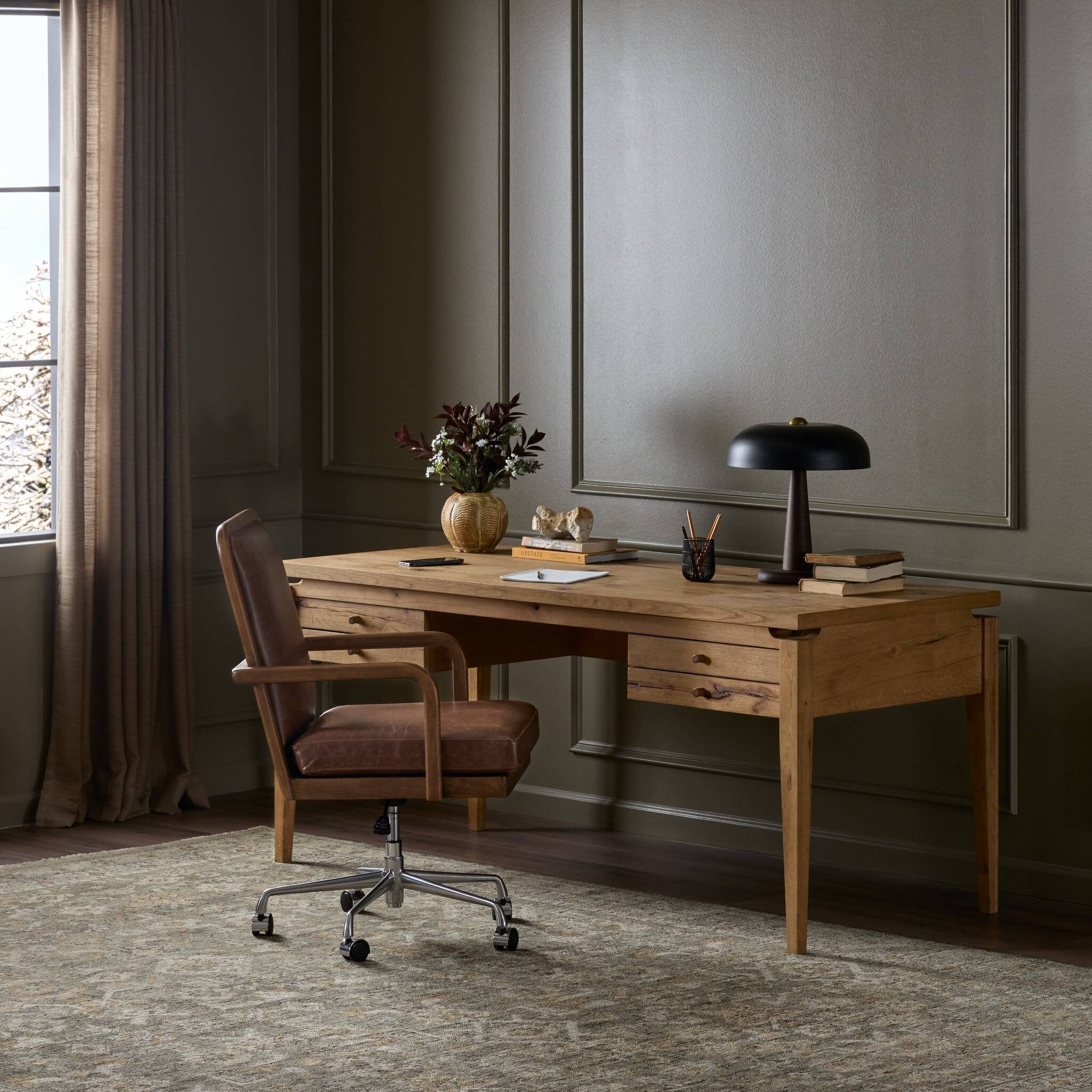 Bergstrom Desk - Warm Natural Oak Veneer