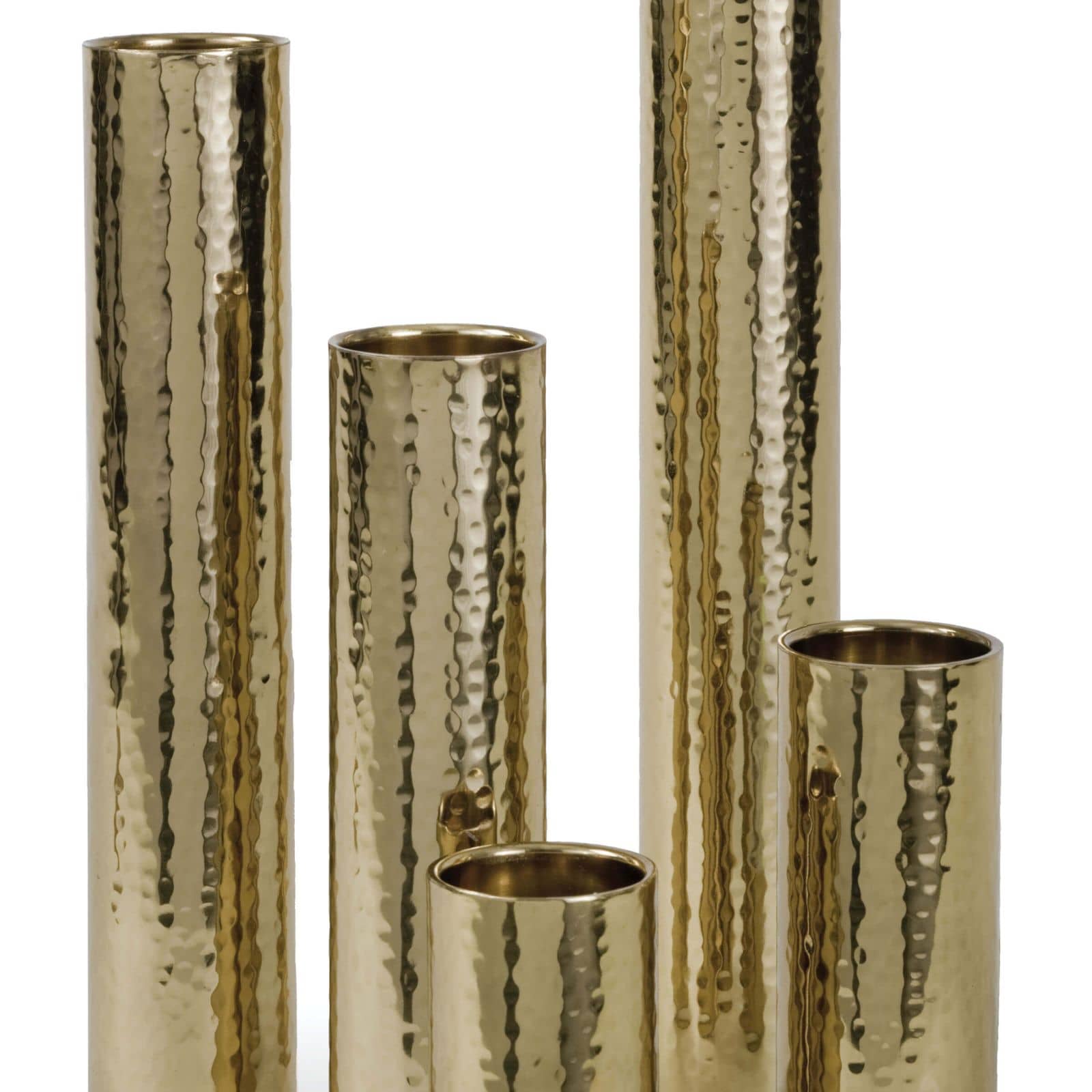 Hammered Bud Vase Set (Polished Brass)