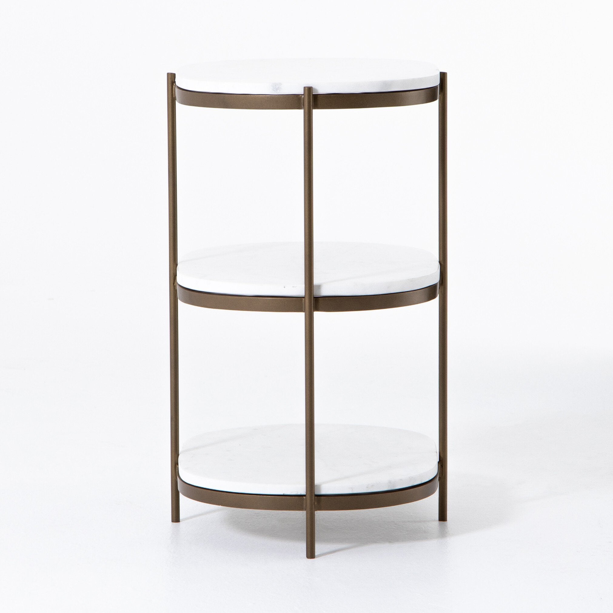 Felix Oval Nightstand - Polished White Marble